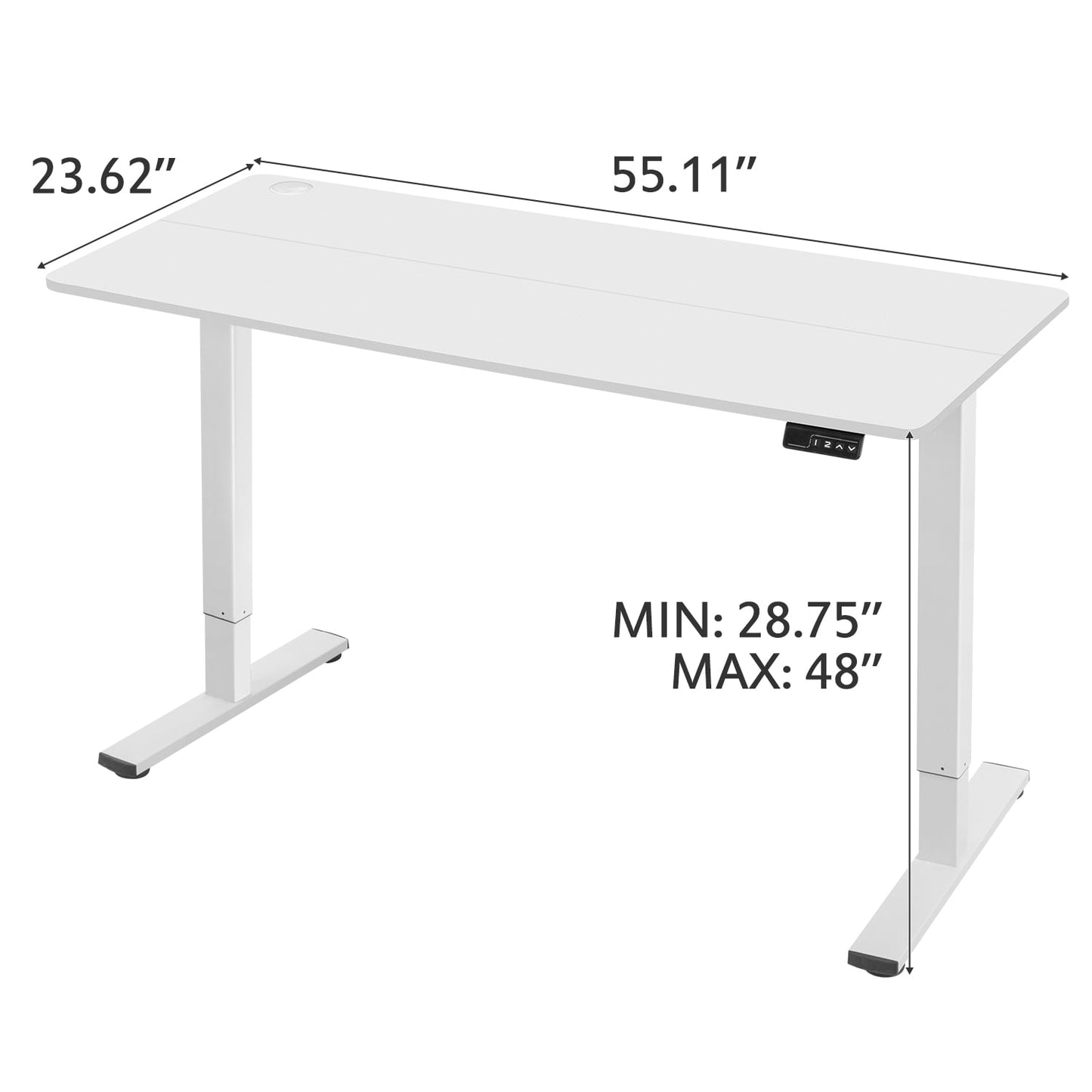 Homall 55in ¡Á 24in Electric Height Adjustable Standing Desk Home Office Computer Desk Memory Preset with T-Shaped Metal Bracket, White