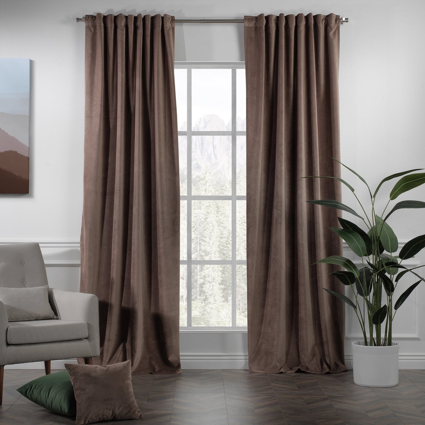 3S Brother's Solid Luxury Matte Velvet Soft Curtains Set of 2 Panels Hanging Back Tap & Rod Pocket Home D¨¦cor Bedroom Kitchen Office Windows Room Darkering ( Admiral-Berry-52in x120in )