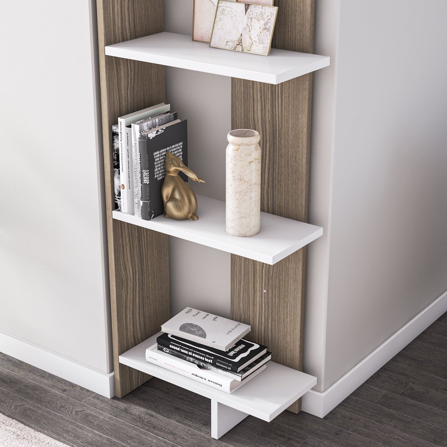 Alice 67in Corner 5-Shelves Bookcase , Cordoba White