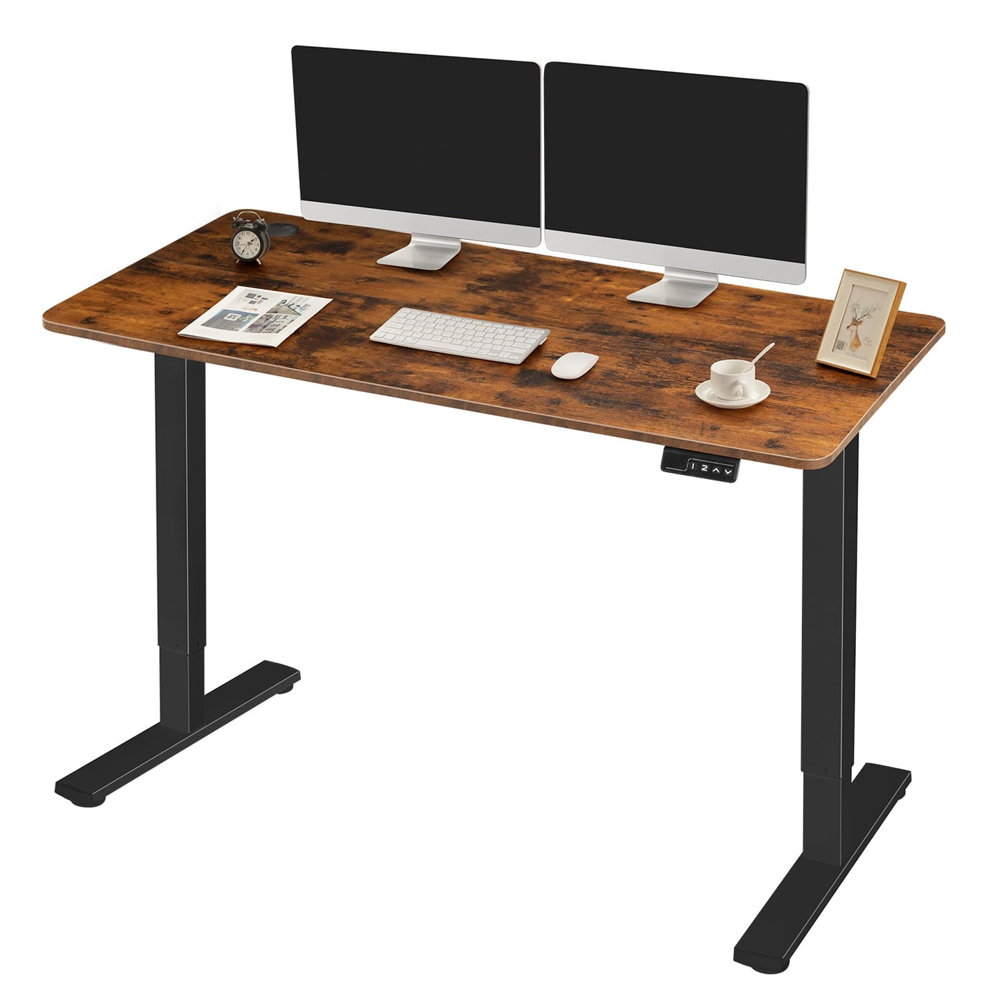 Homall 48in ¡Á 24in Electric Height Adjustable Standing Desk Home Office Computer Desk Memory Preset with T-Shaped Metal Bracket, Brown