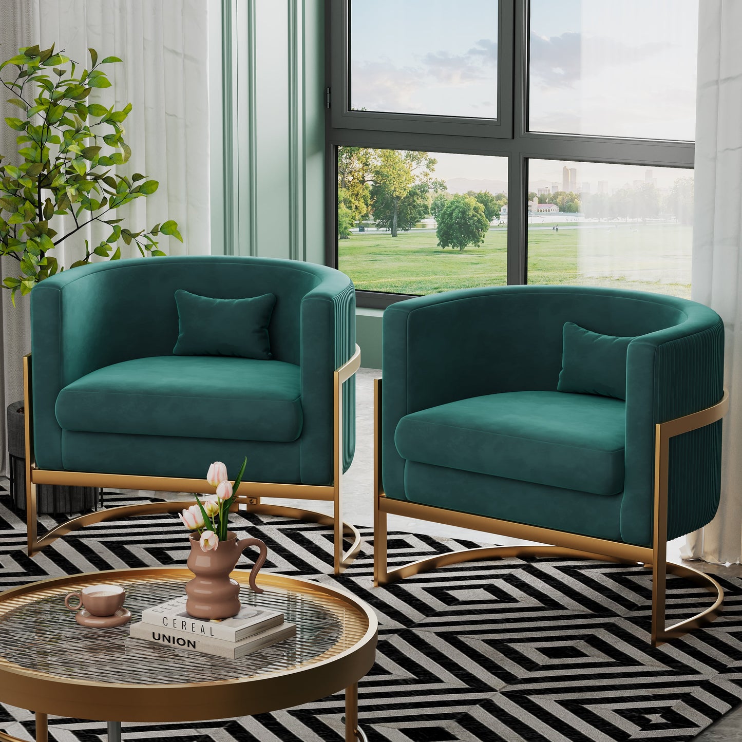 Apeaka Velvet Barrel Living Room Accent Chair, Modern Mid Century Arm Lounge Chairs Single Sofa Tub Bucket Club Chair for Bedroom