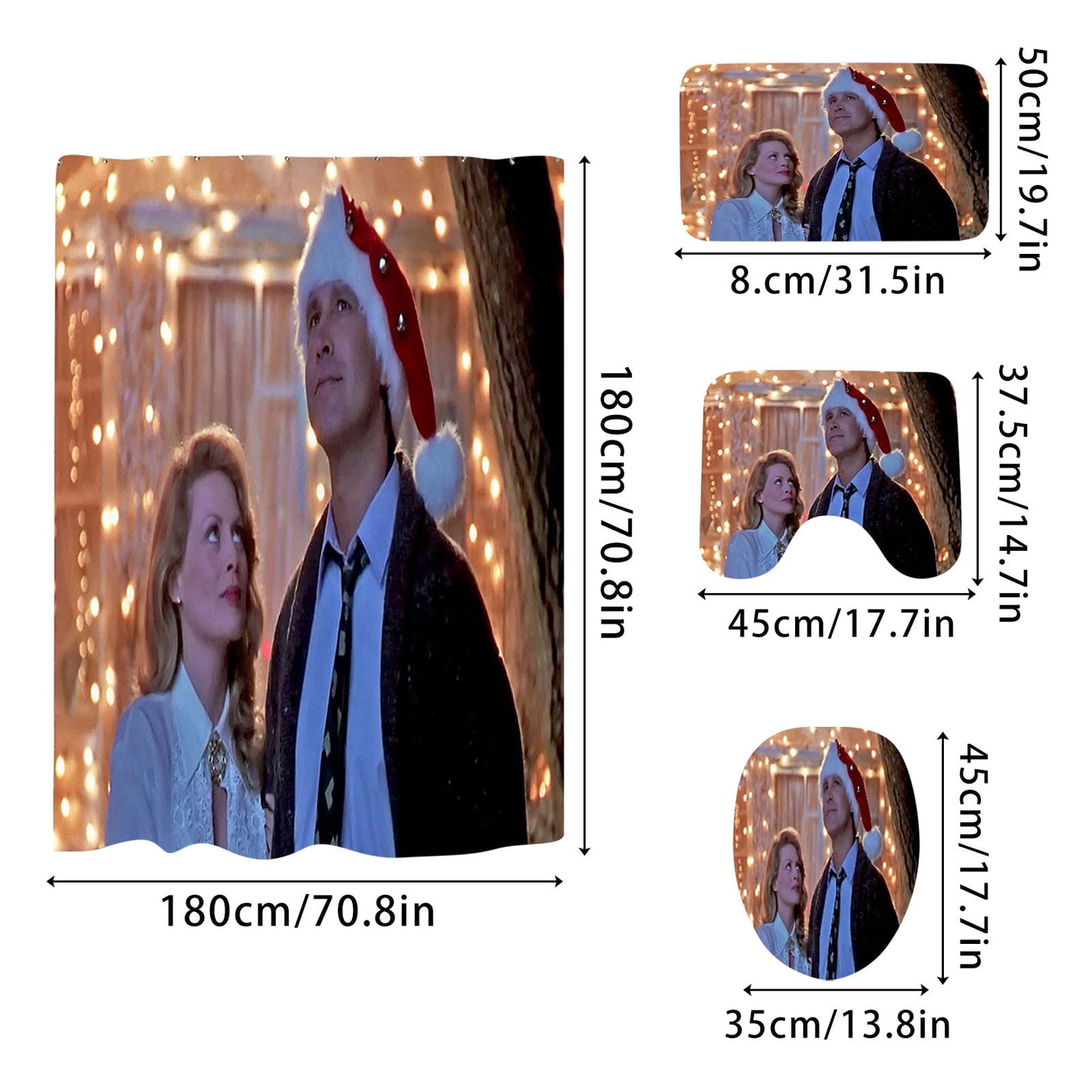 Advent calendar clearance Crazy Christmas Vacation Christmas Shower Curtain Bathroom Anti-slip Carpet Rug Toilet Cover Mat Set(Buy 2 save 10%)