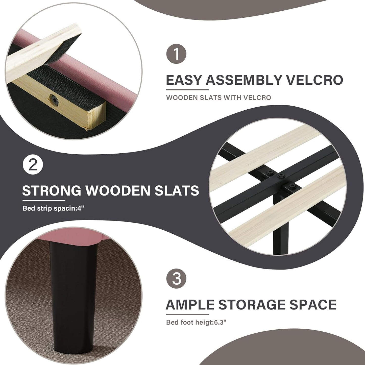 4 EVER WINNER Queen Size LED Bed Frame, Queen Bed Frame with LED Light Headboard, Pink Bed Frame for Grils, Pink