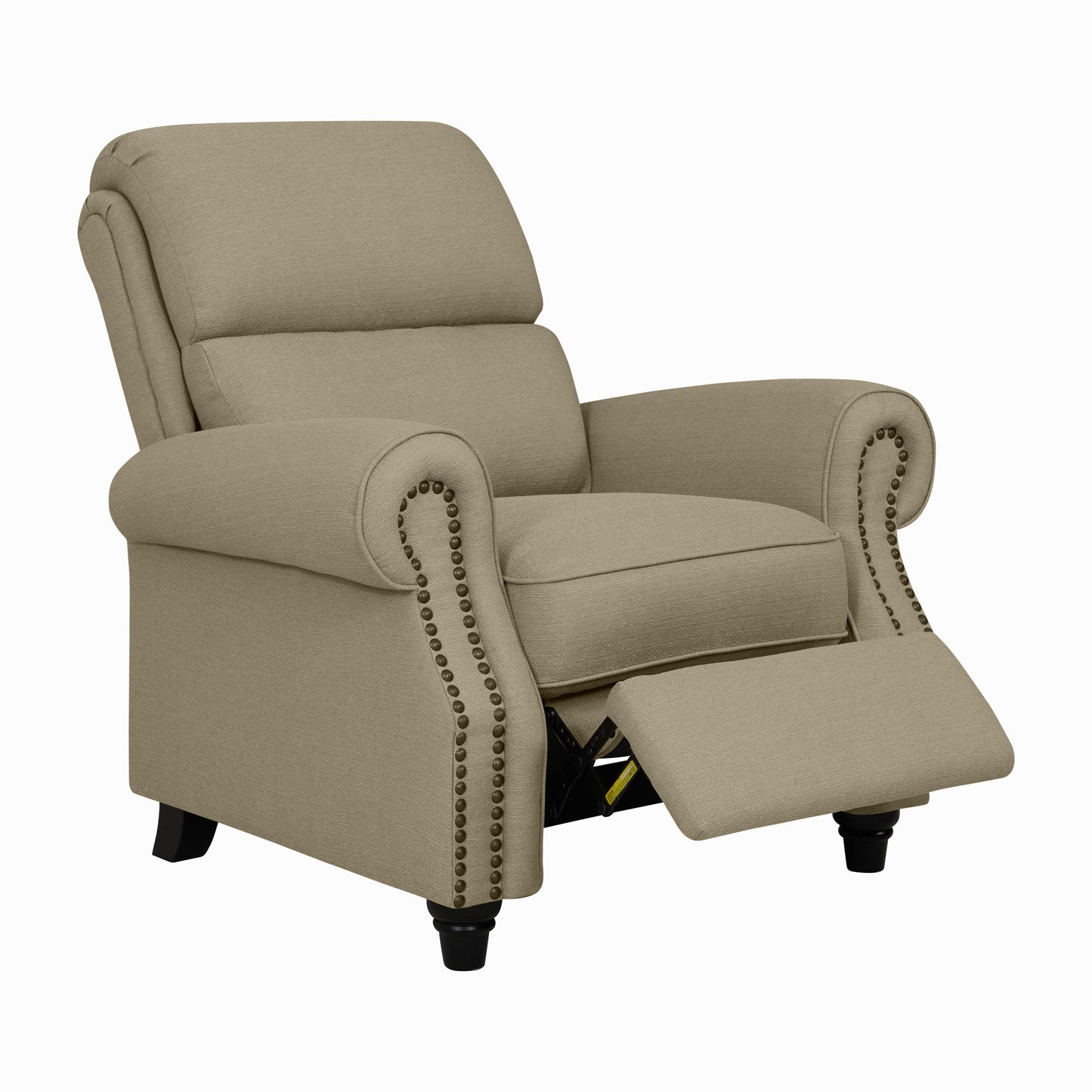 Homesvale Cari Linen Push Back Recliner Chair, Tan Linen