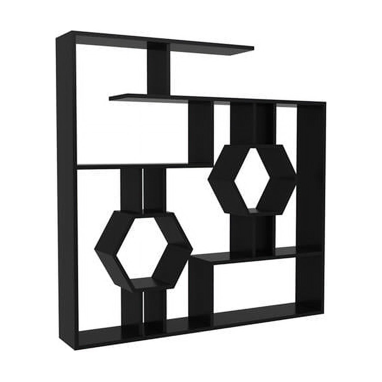 52.7 x 8.6 x 52.7 in. Tamara Geometric Bookcase - Full Black