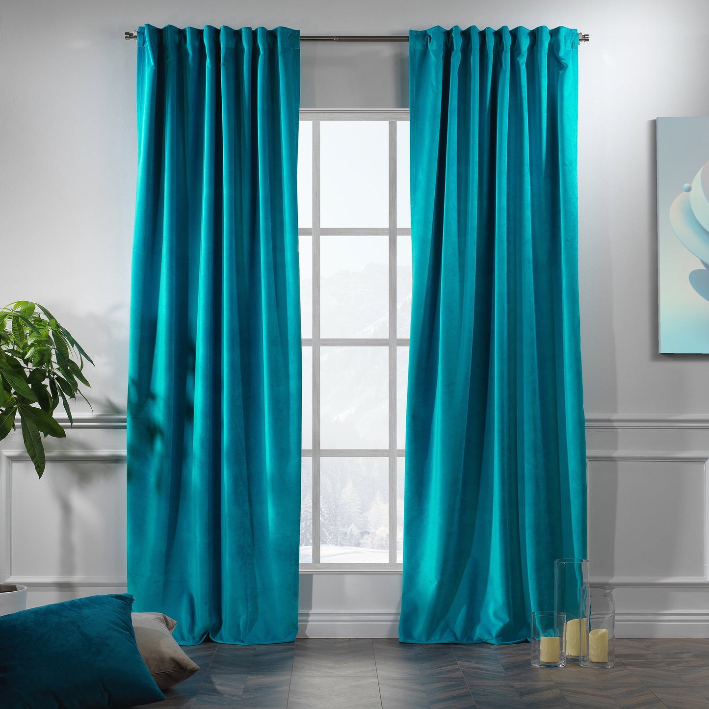 3S Brother's Solid Luxury Matte Velvet Soft Curtains Set of 2 Panels Hanging Back Tap & Rod Pocket Home D¨¦cor Bedroom Kitchen Office Windows Room Darkering ( Admiral-Berry-52in x120in )