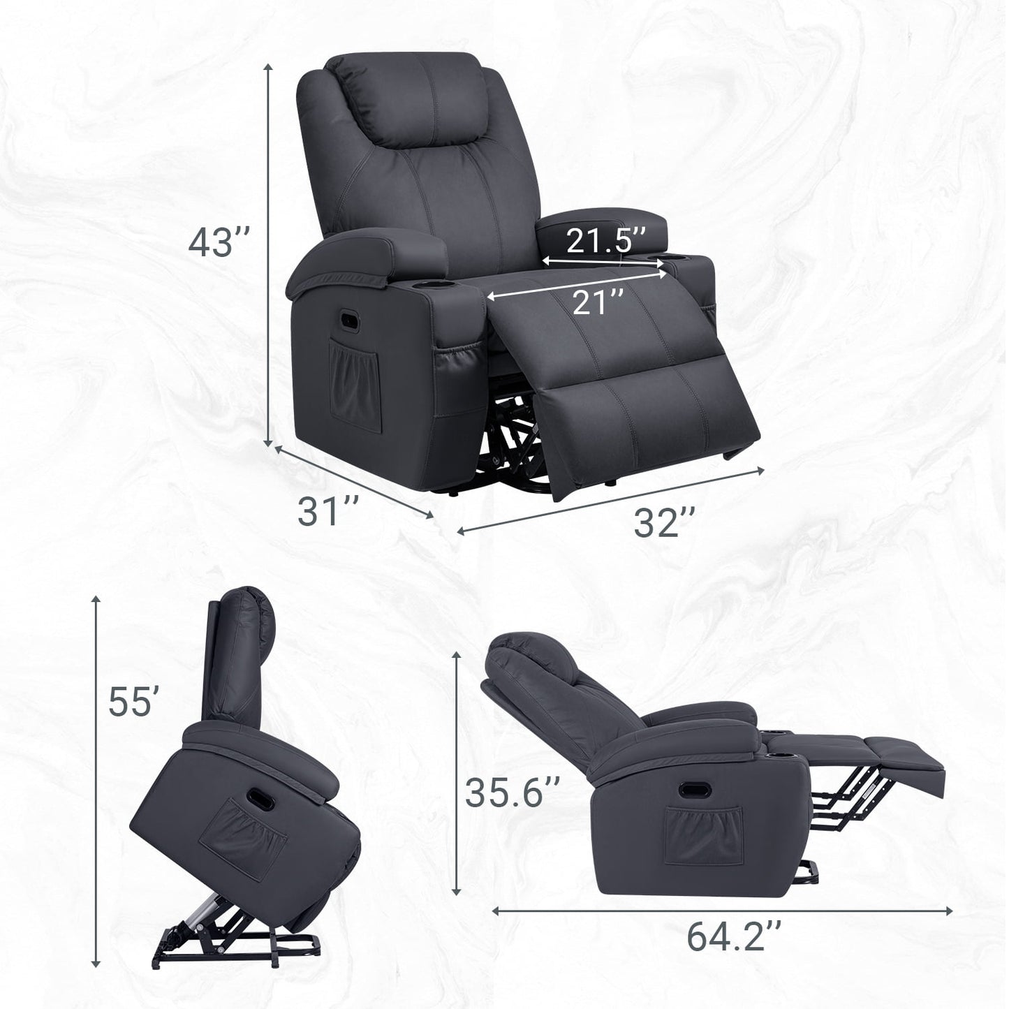 Homall Motorized Power Lift Assist Recliner Chair for Seniors - Lay Flat, Easy Reclining Sofa, Black