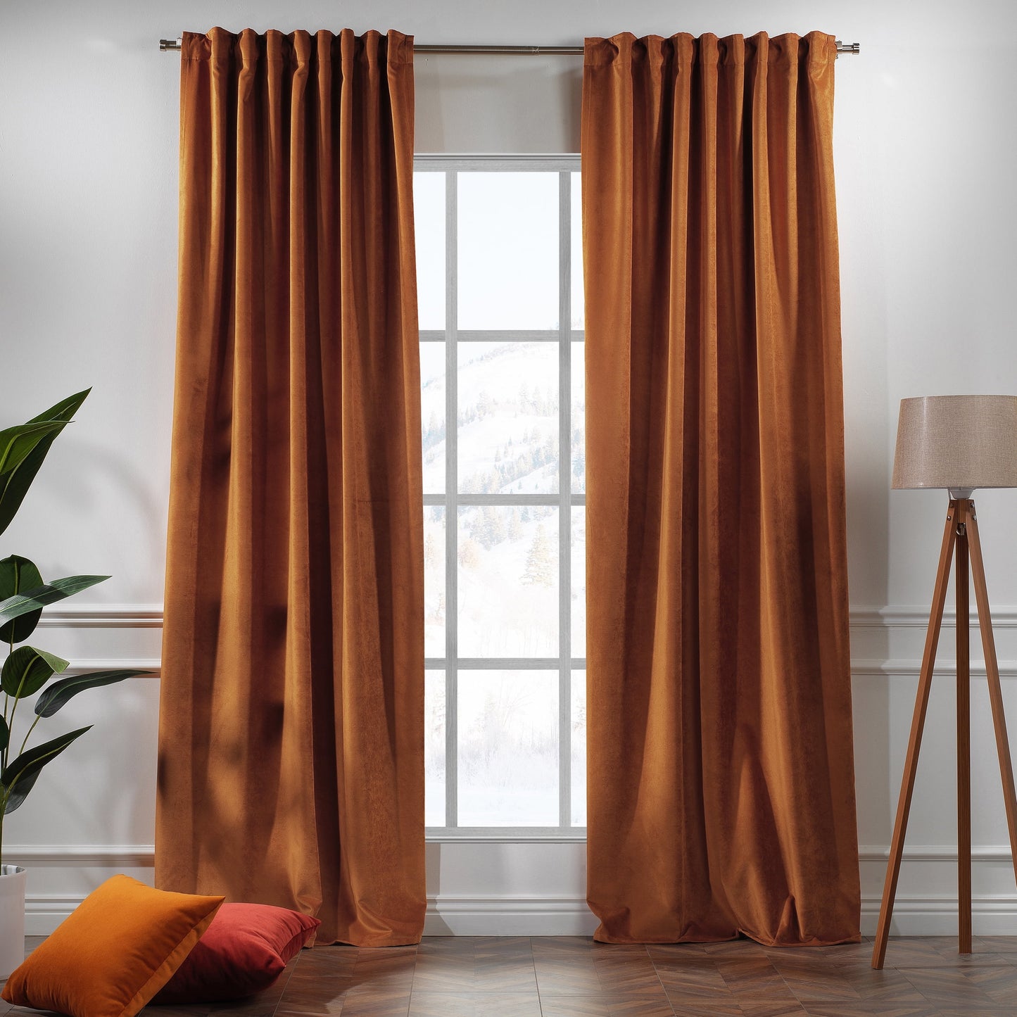 3S Brother's Solid Luxury Matte Velvet Soft Curtains Set of 2 Panels Hanging Back Tap & Rod Pocket Home D¨¦cor Bedroom Kitchen Office Windows Room Darkering ( Admiral-Berry-52in x120in )