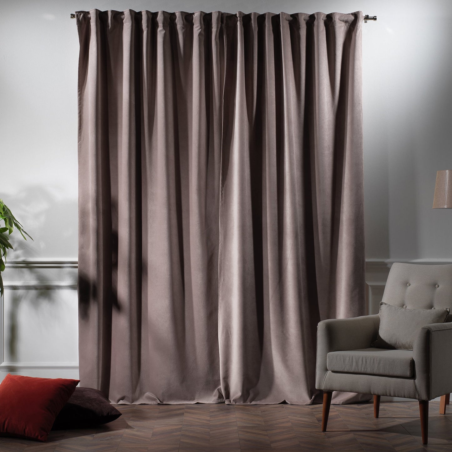 3S Brother's Solid Luxury Matte Velvet Soft Curtains Set of 2 Panels Hanging Back Tap & Rod Pocket Home D¨¦cor Bedroom Kitchen Office Windows Room Darkering ( Admiral-Berry-52in x120in )