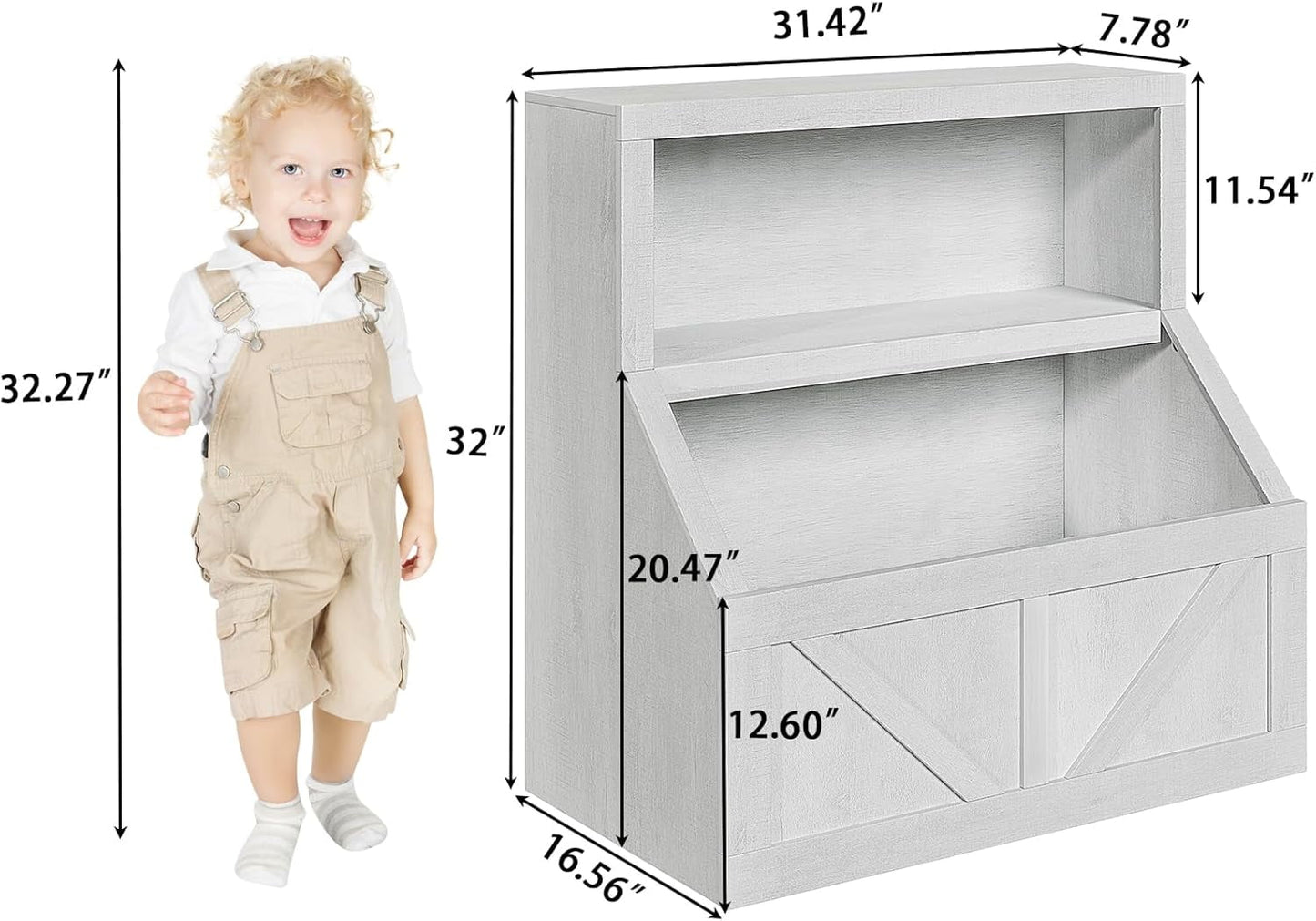 IDEALHOUSE Kids Bookshelf and Toy Storage, Wooden Toddler Bookcase Cabinet with Storage Organizer, Children's Large Cubbies for Playroom Bedroom Nursery Classroom School Kindergarten Daycare