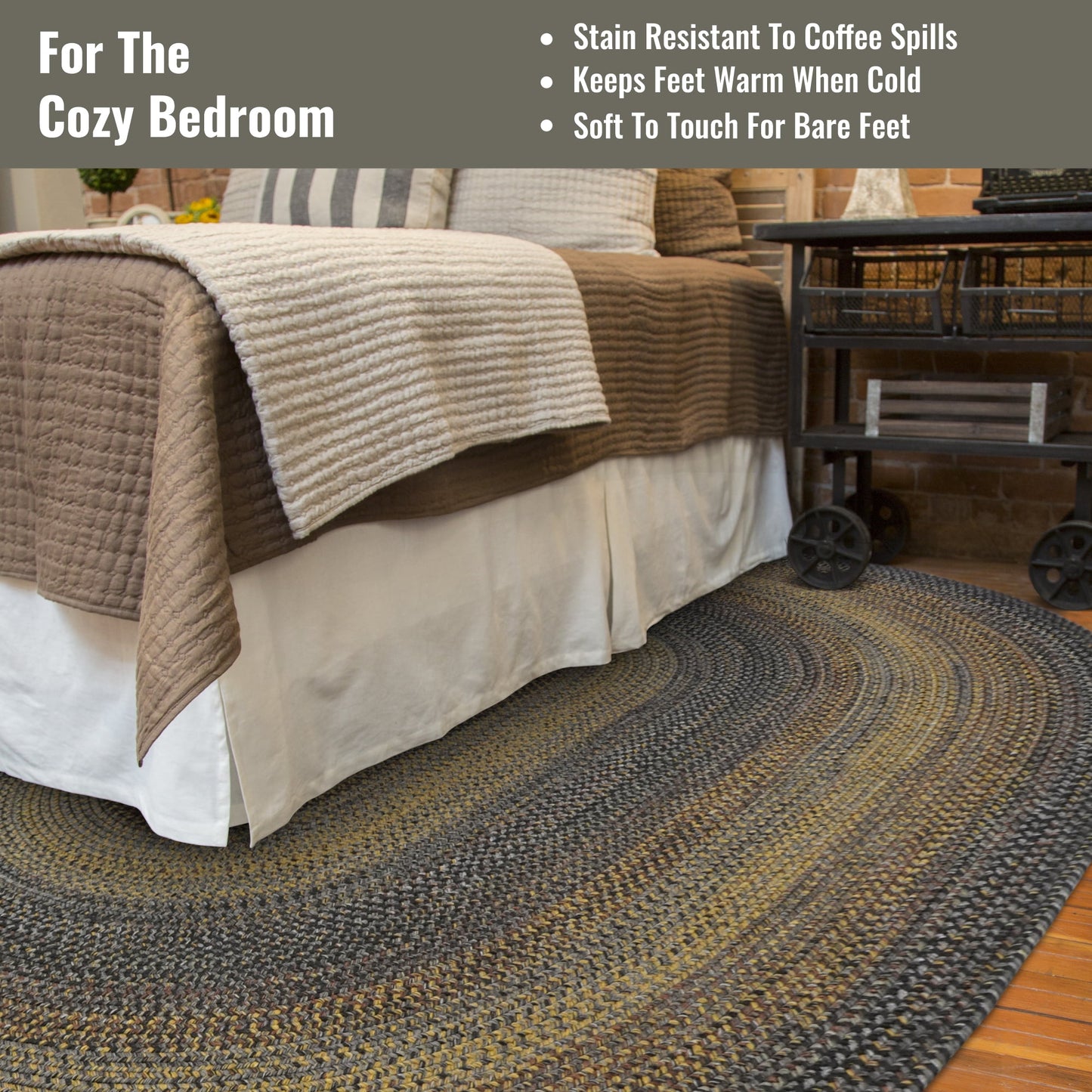 Homespice Black Forest Braided Rug and Pet Friendly Area Rugs 4x6' Oval, the Ideal Indoor Outdoor Rugs Kitchen, Bathroom, and Entryway