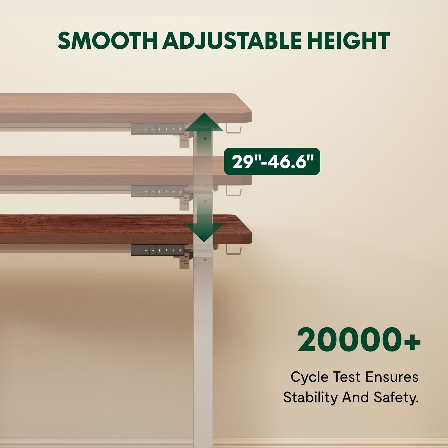 ACTIVESIT 48in x30in Home Office Height Adjustable Standing Desk with Hooks, Ergonomic Electric 2-Stage Stand Up Computer Desk, White and Mahogany