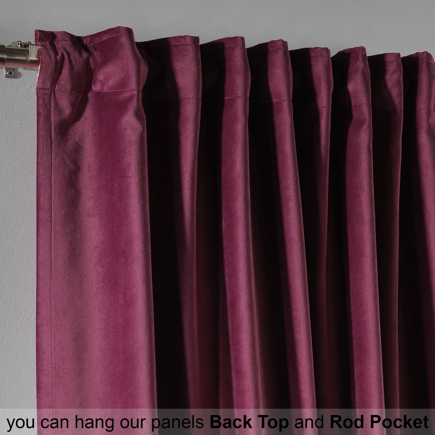 3S Brother's Solid Luxury Matte Velvet Soft Curtains Set of 2 Panels Hanging Back Tap & Rod Pocket Home D¨¦cor Bedroom Kitchen Office Windows Room Darkering ( Admiral-Berry-52in x120in )