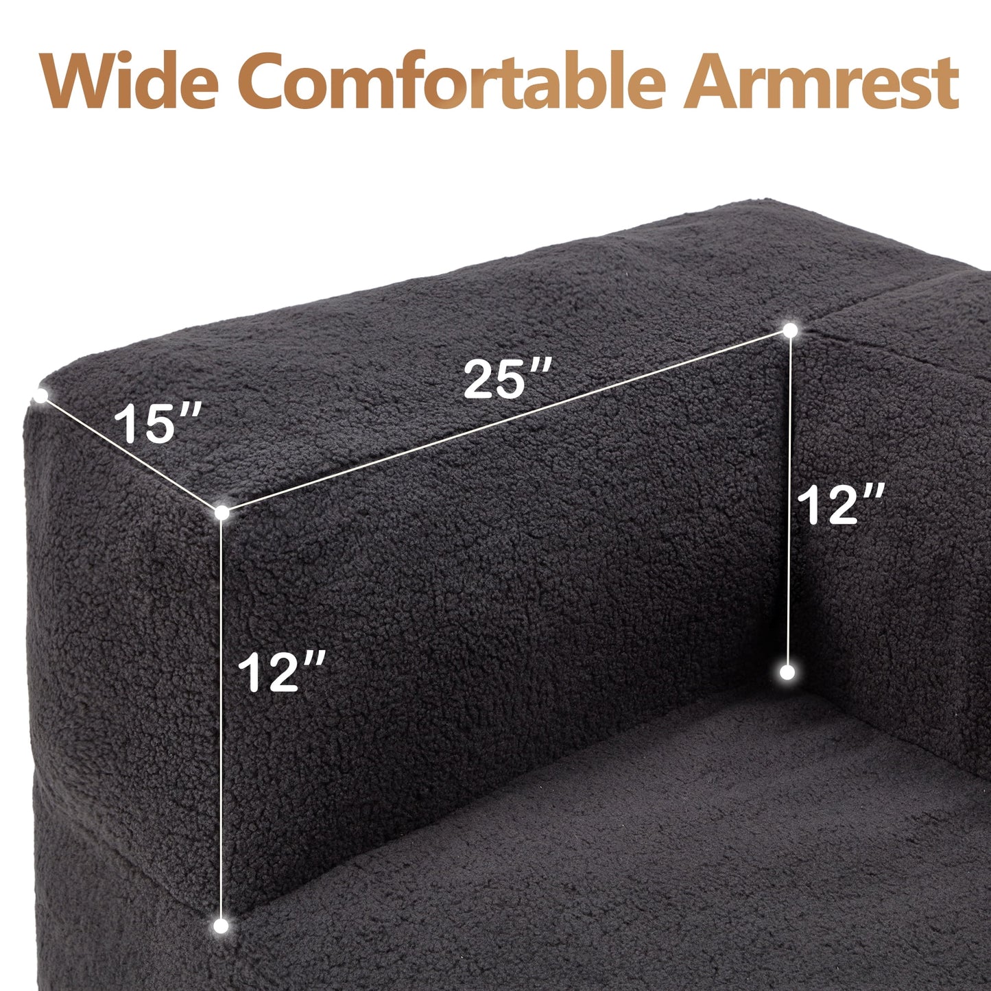 HOMGUAVA Oversized Bean Bag Chair for Adults & Teens, Giant Large Loveseat Bean Bag Chair Couch, Cozy Bedroom Comfy Chair Puffy Lazy Sofa with Soft Plush Sherpa Teddy Cover, Dark Gray