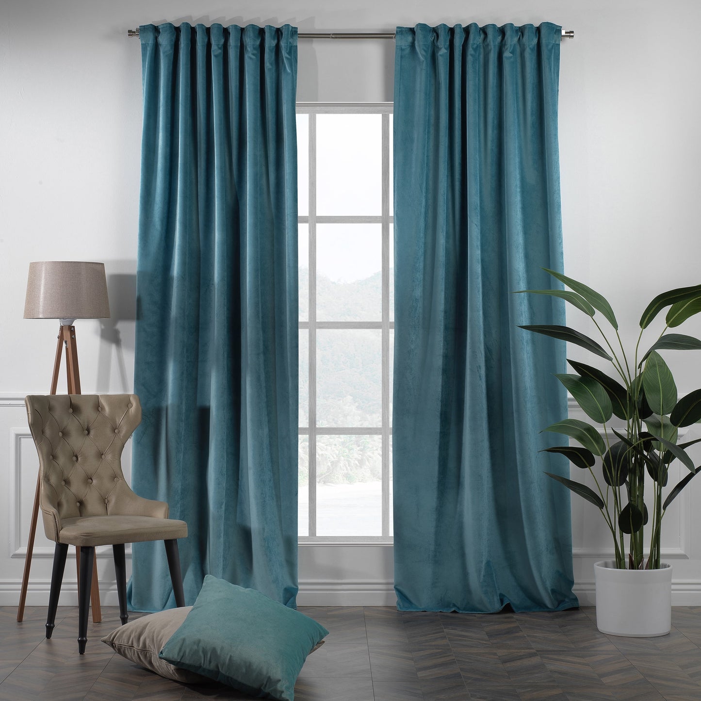 3S Brother's Solid Luxury Matte Velvet Soft Curtains Set of 2 Panels Hanging Back Tap & Rod Pocket Home D¨¦cor Bedroom Kitchen Office Windows Room Darkering ( Admiral-Berry-52in x120in )