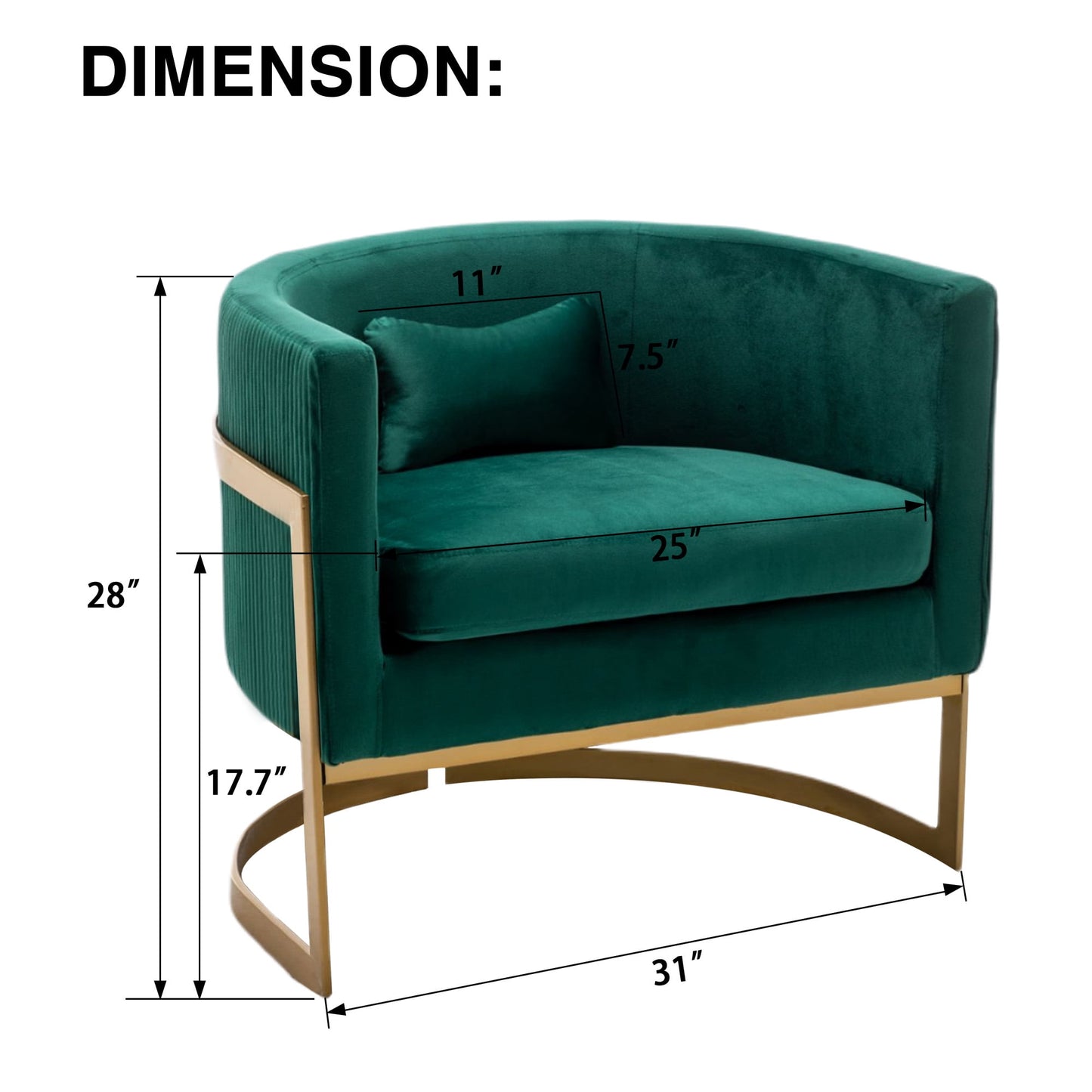 Apeaka Velvet Barrel Living Room Accent Chair, Modern Mid Century Arm Lounge Chairs Single Sofa Tub Bucket Club Chair for Bedroom