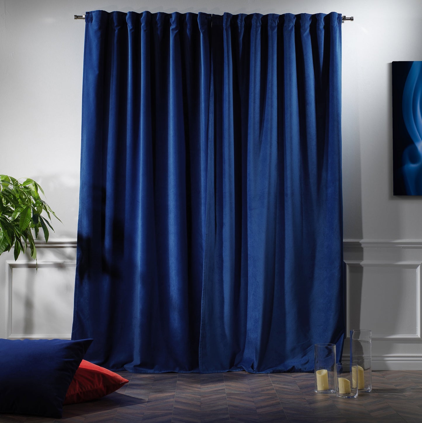 3S Brother's Solid Luxury Matte Velvet Soft Curtains Set of 2 Panels Hanging Back Tap & Rod Pocket Home D¨¦cor Bedroom Kitchen Office Windows Room Darkering ( Admiral-Berry-52in x120in )
