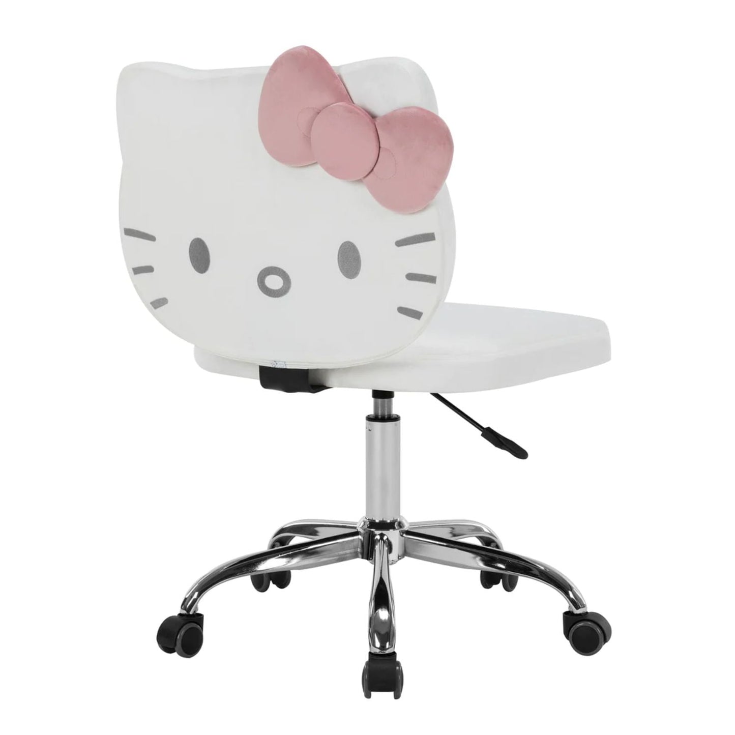 Impressions Vanity Hello Kitty Kawaii Pink Swivel Chair for Makeup Room with Plush Velvet & Rolling Wheels