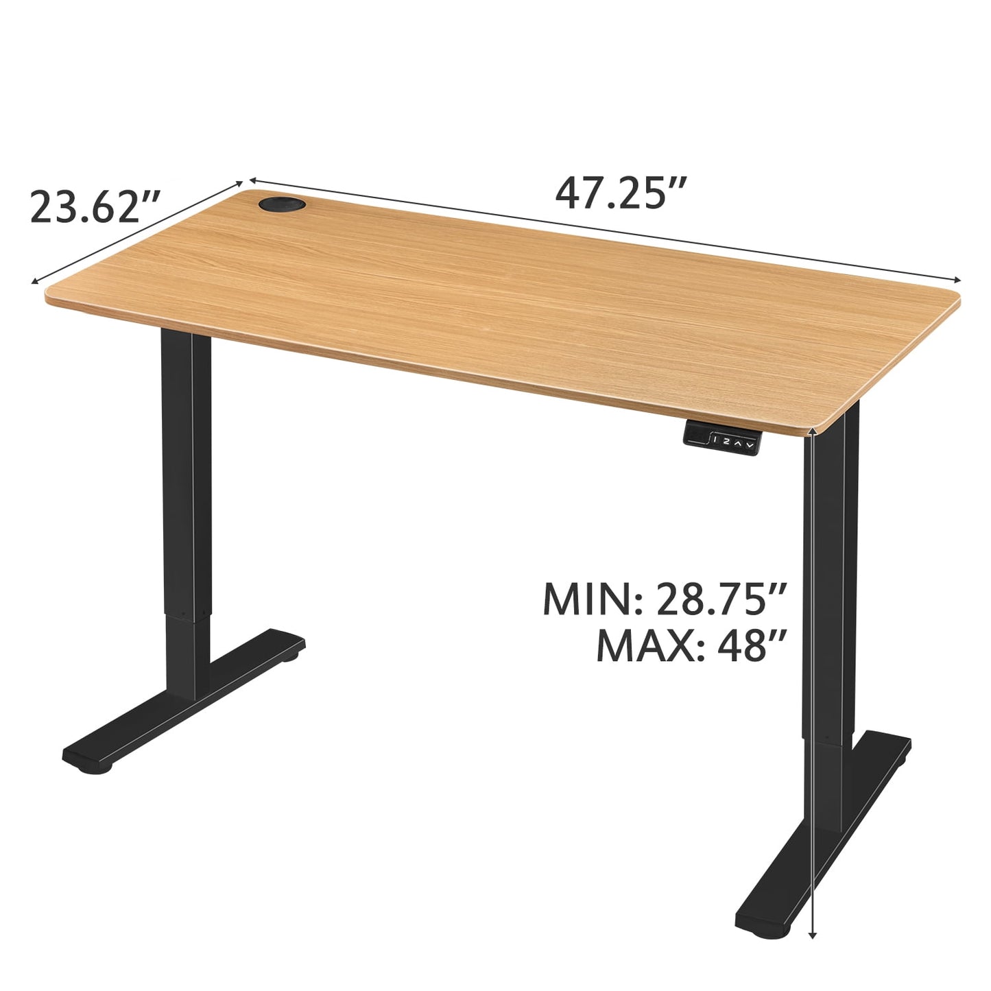 Homall 48in ¡Á 24in Electric Height Adjustable Standing Desk Home Office Computer Desk Memory Preset with T-Shaped Metal Bracket, Black&Wood