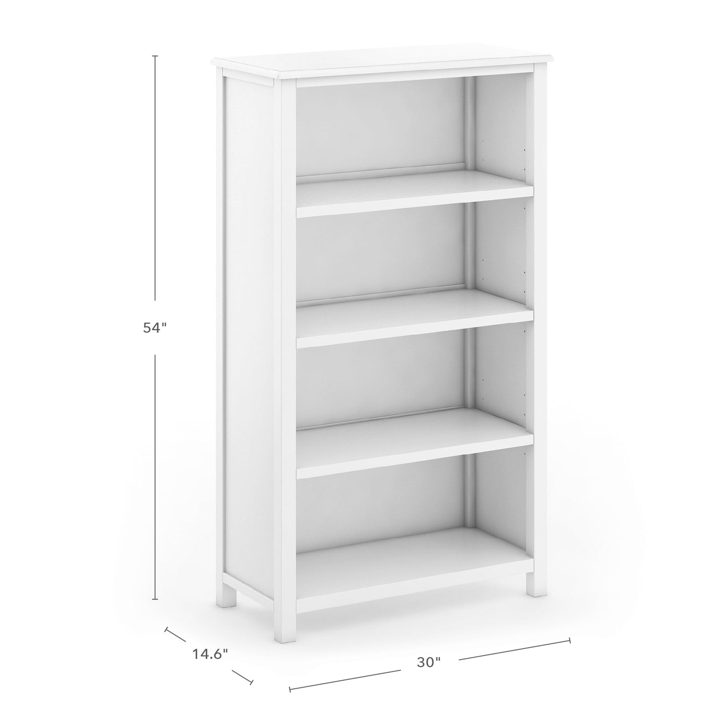 Guidecraft Kids' Taiga Deluxe 4 Shelf Bookshelf - White: Children's Bedroom Bookshelf for Book and Toy Storage, Adjustable Shelving