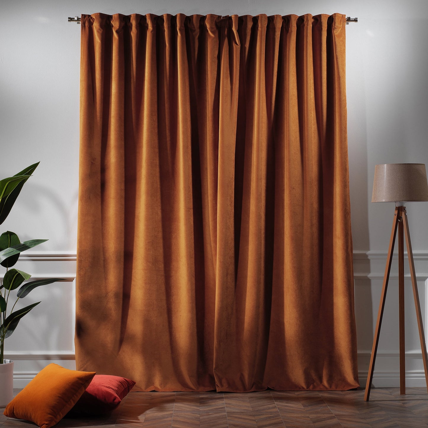 3S Brother's Solid Luxury Matte Velvet Soft Curtains Set of 2 Panels Hanging Back Tap & Rod Pocket Home D¨¦cor Bedroom Kitchen Office Windows Room Darkering ( Admiral-Berry-52in x120in )