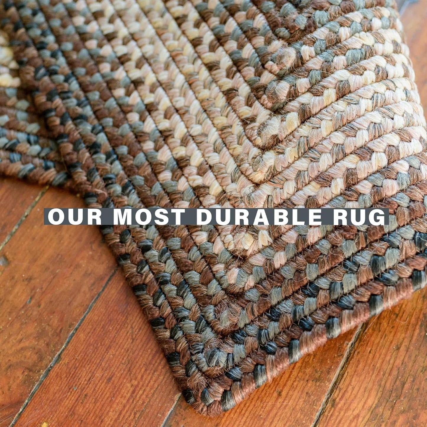 Homespice Driftwood Small Oval Braided Rugs and Rustic Entry Mat 20x30, The Ideal Indoor Outdoor Rug Waterproof