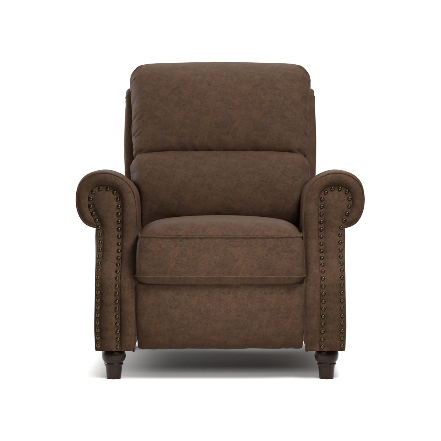 Homesvale Cari Push Back Recliner Chair, Brown Faux Leather