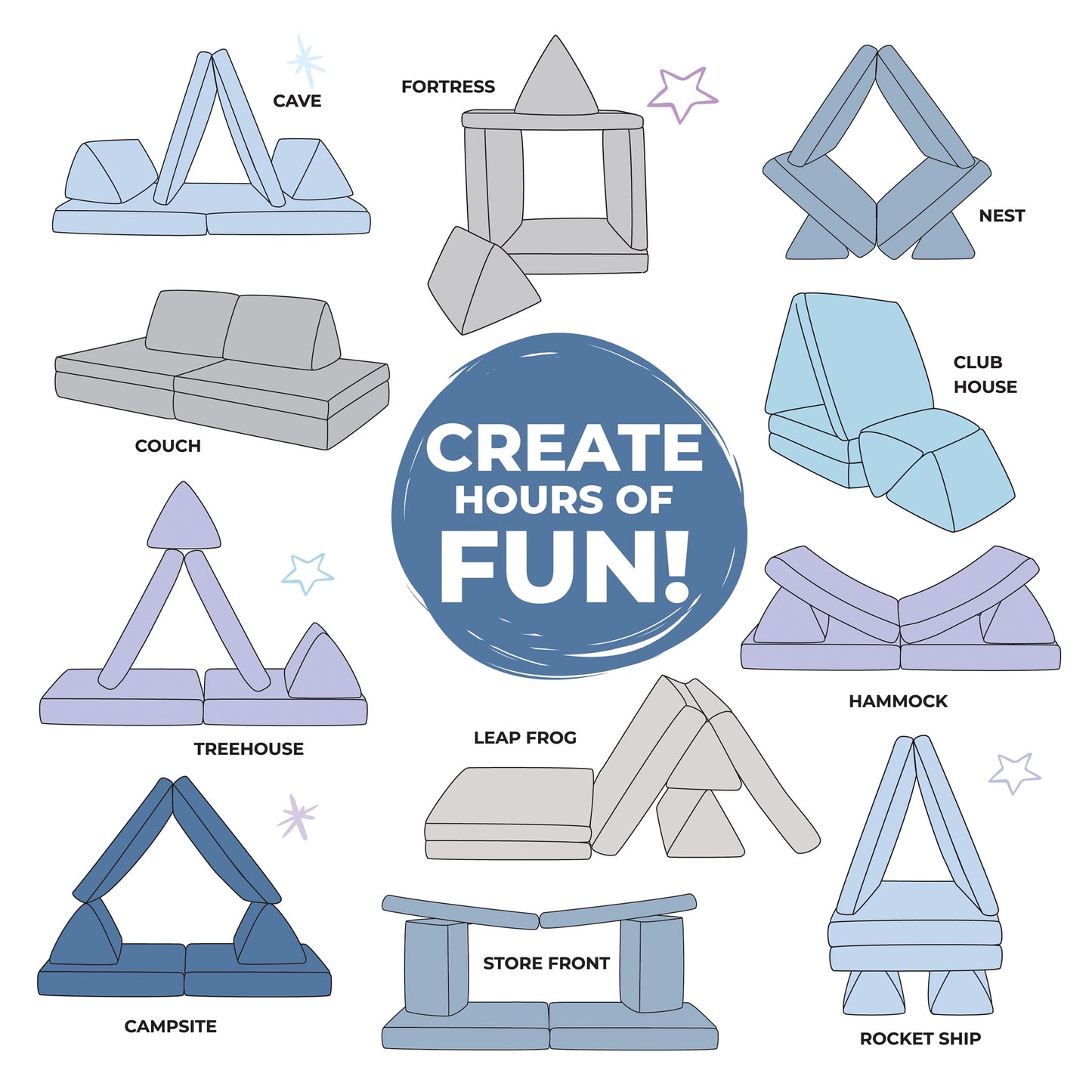 Imaginarium Kids and Toddler Play Couch, Dark Gray