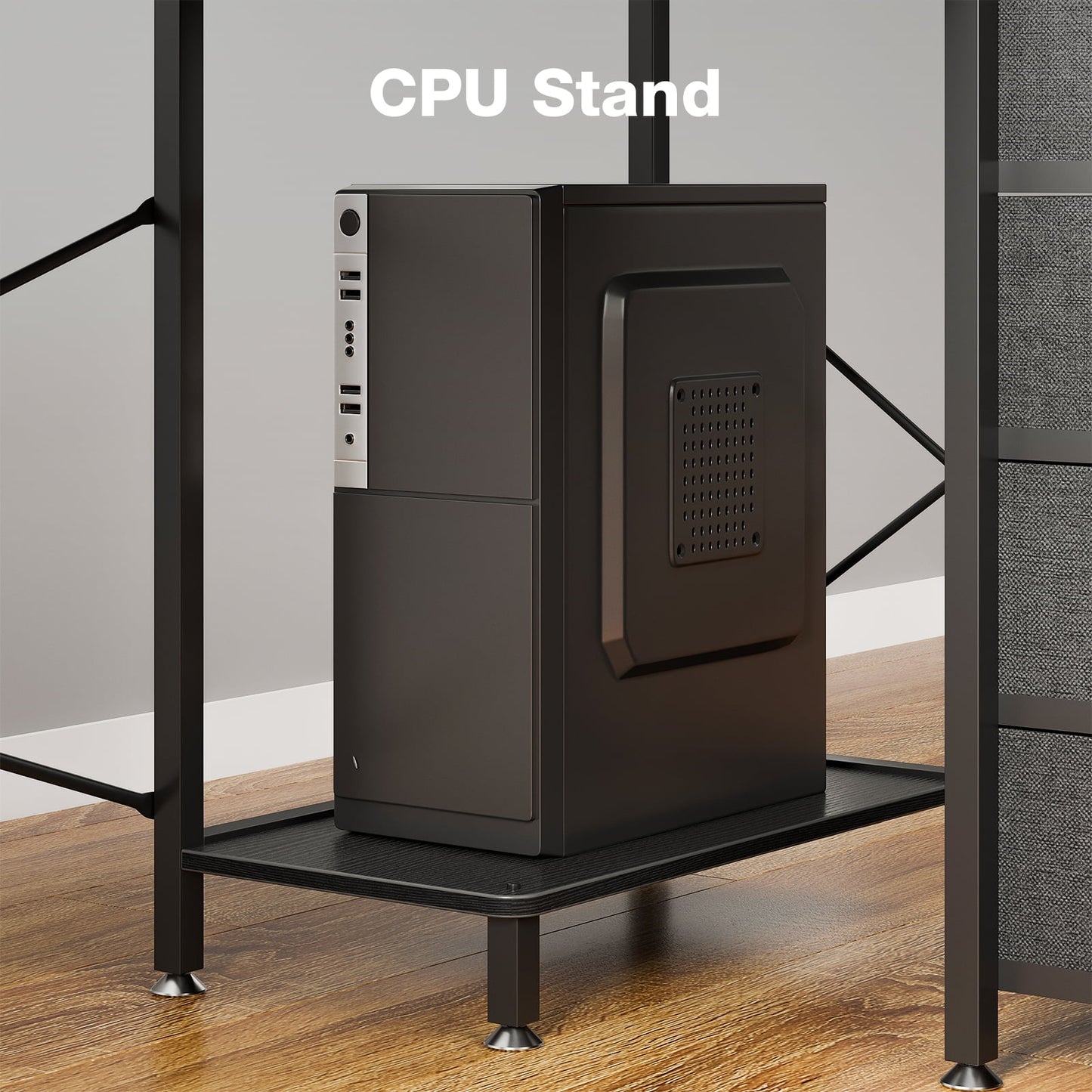 63 inch Corner Computer Desk with Power Outlets & LED Lights, Home Office Desk with 4-Tier Drawer & Storage Shelf, Ergonomic Gaming Desk with Monitor Stand, Black