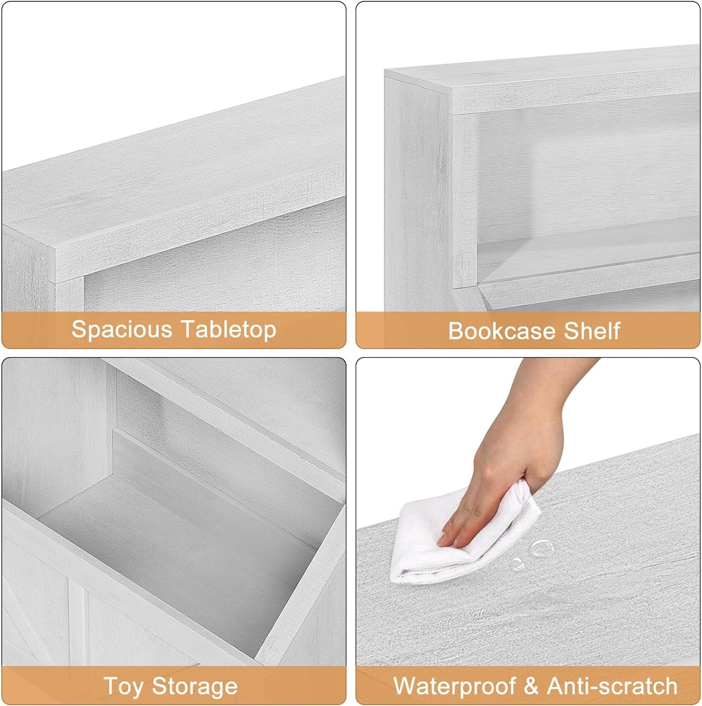 IDEALHOUSE Kids Bookshelf and Toy Storage, Wooden Toddler Bookcase Cabinet with Storage Organizer, Children's Large Cubbies for Playroom Bedroom Nursery Classroom School Kindergarten Daycare