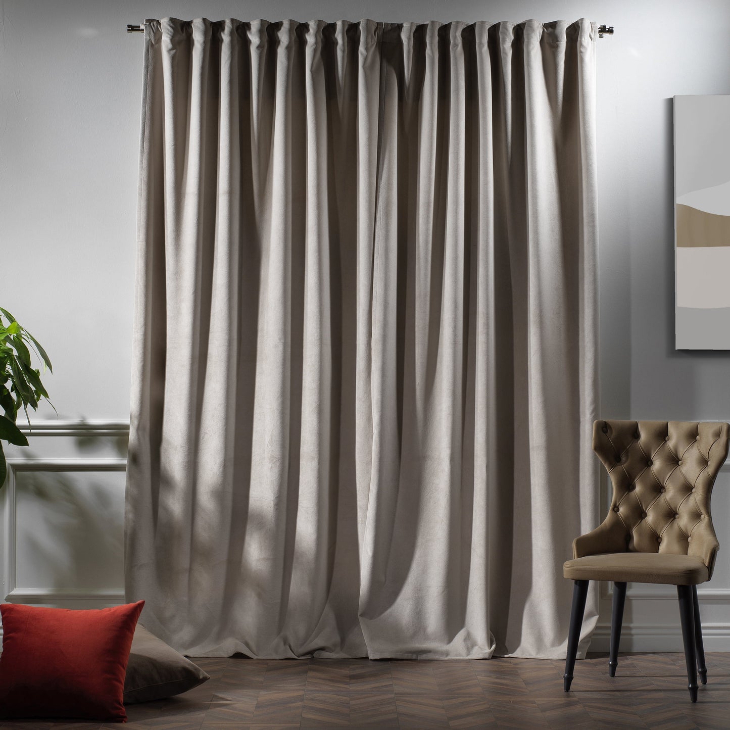 3S Brother's Solid Luxury Matte Velvet Soft Curtains Set of 2 Panels Hanging Back Tap & Rod Pocket Home D¨¦cor Bedroom Kitchen Office Windows Room Darkering ( Admiral-Berry-52in x120in )