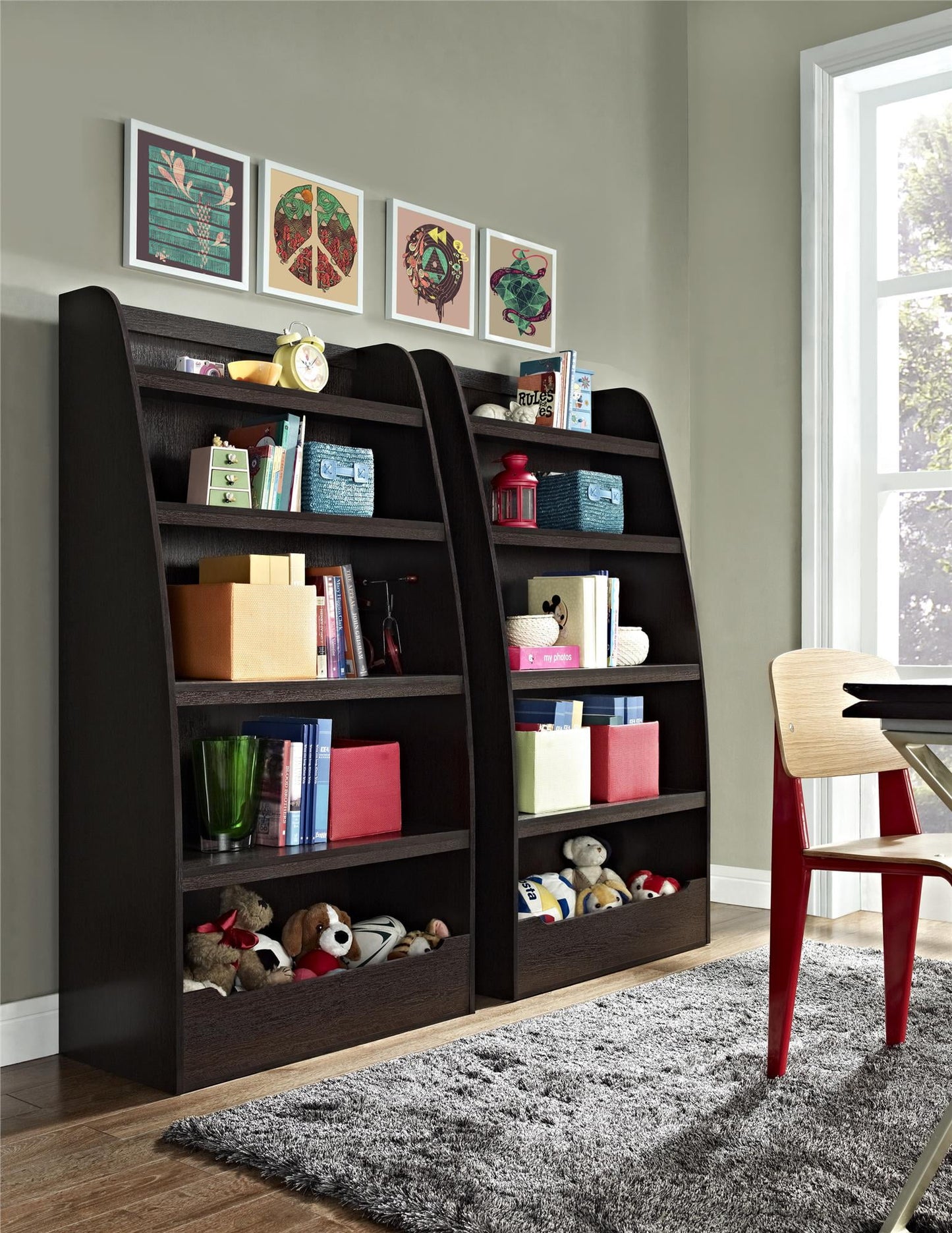 Ameriwood Home Mia Kids' 4-Shelf Bookcase, Espresso