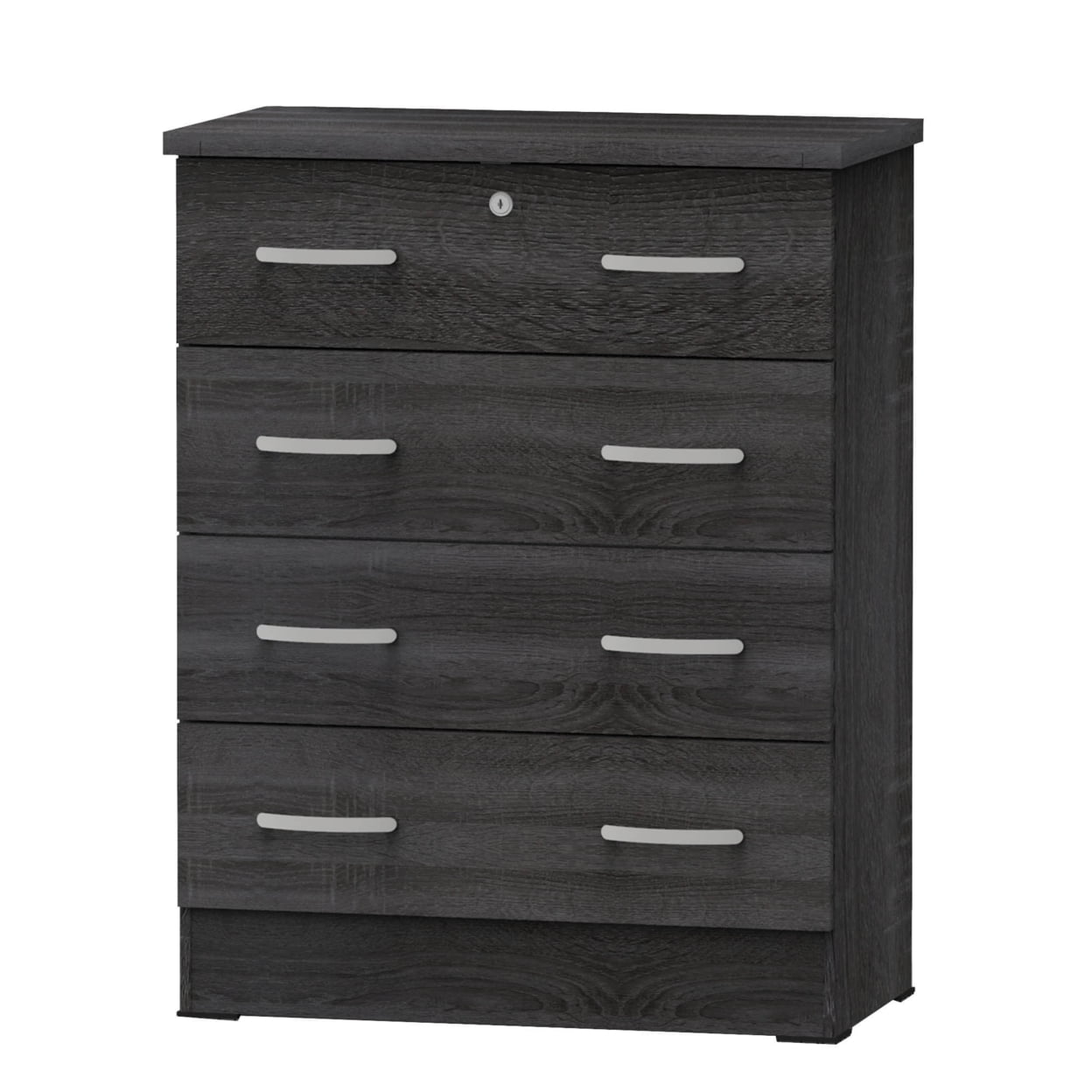 Home Furniture Cindy 4 Drawer Chest Wooden Dresser with Lock - Gray Oak