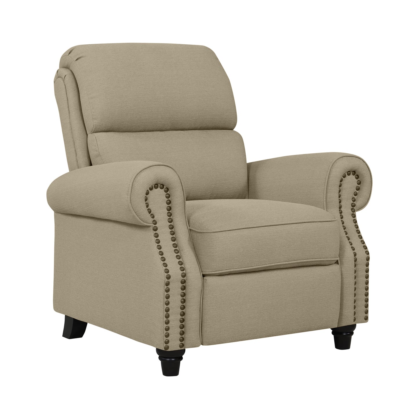 Homesvale Cari Linen Push Back Recliner Chair, Tan Linen