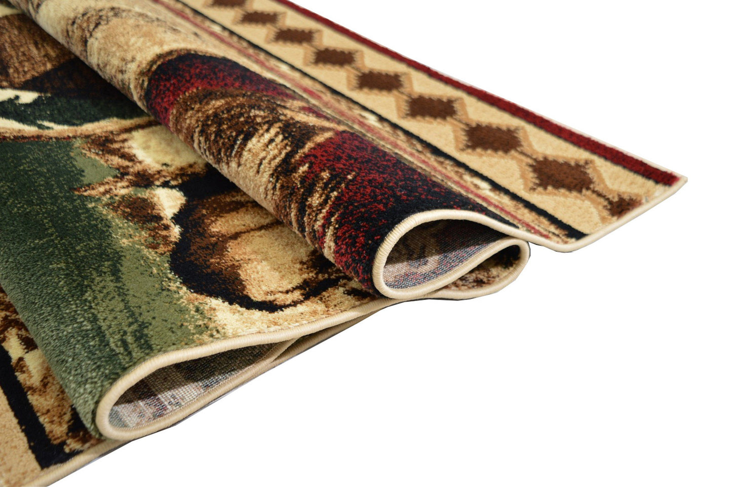 Handcraft Rugs Cabin Rug Lodge, Cabin Nature and Animals Area Rug Modern Geometric Design Cabin Area Rug Abstract, Multicolor Design Fish/Bear/Moose/Stripped Patterns 8x10 feet