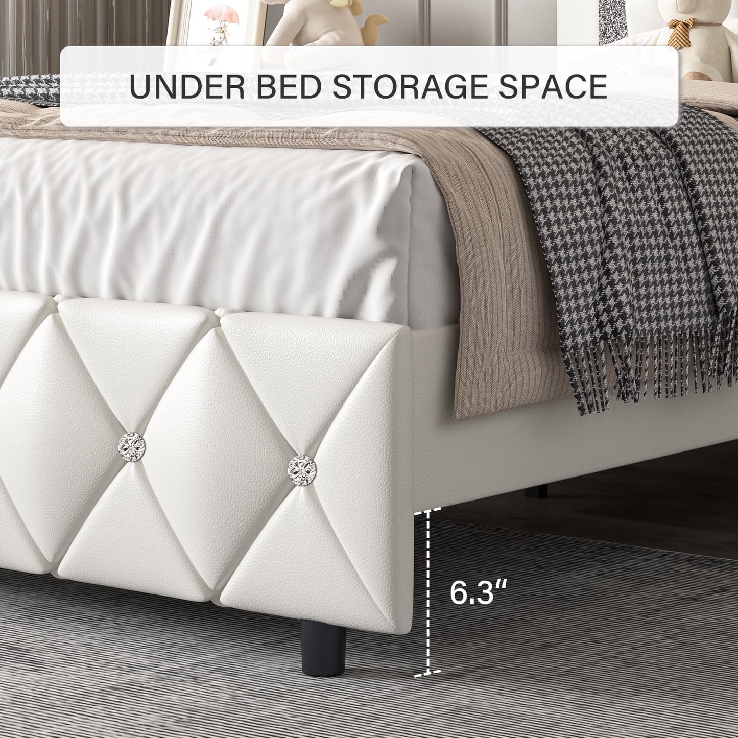 4 EVER WINNER Twin Bed Frame, White Twin Bed Frame for Kids, Modern Bed Frame with Headboard and Footboard, White