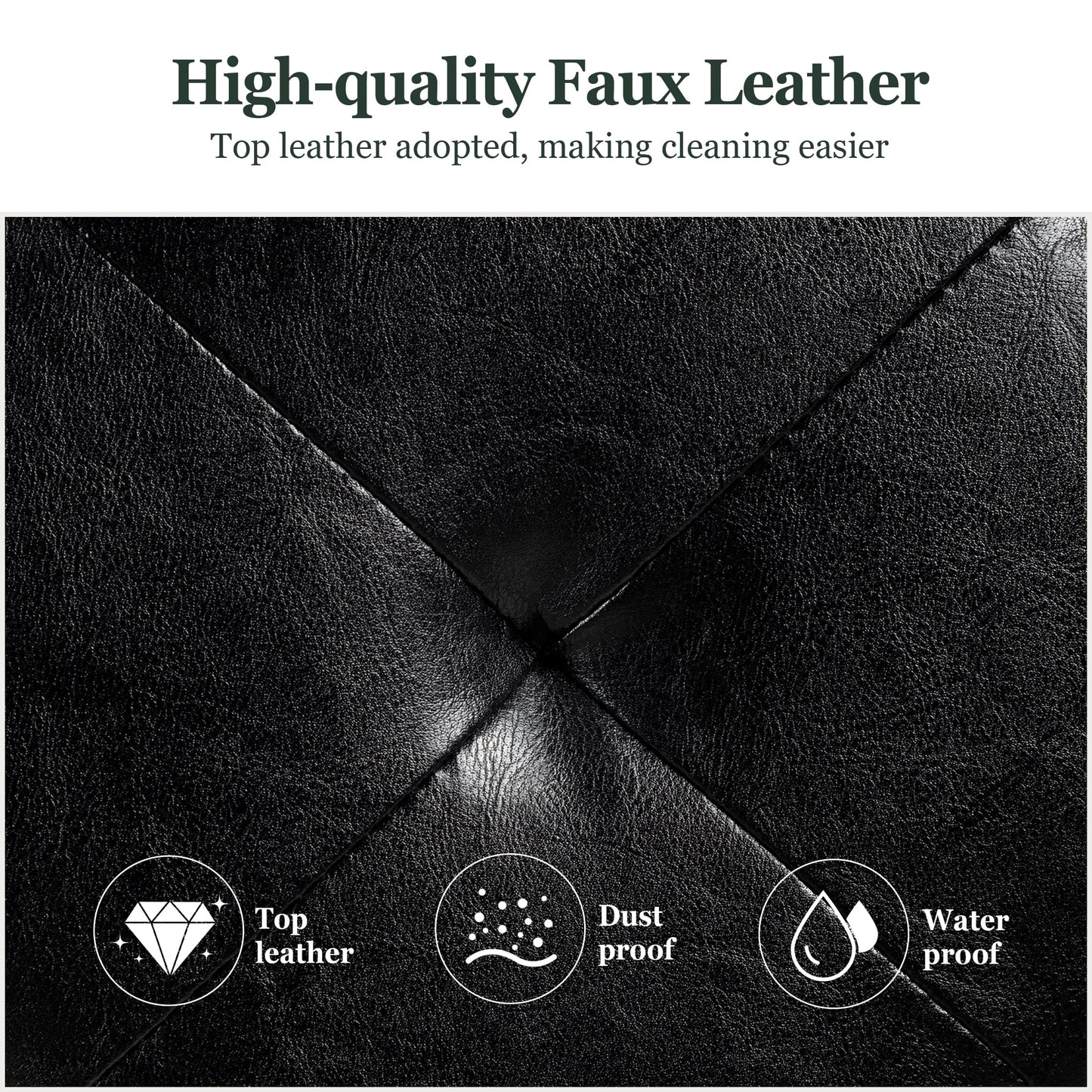 Amolife Full Size Metal Bed Frame with Faux Leather Upholstered Headboard, Black