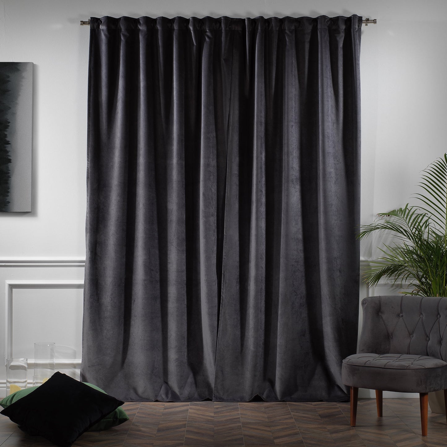 3S Brother's Solid Luxury Matte Velvet Soft Curtains Set of 2 Panels Hanging Back Tap & Rod Pocket Home D¨¦cor Bedroom Kitchen Office Windows Room Darkering ( Admiral-Berry-52in x120in )