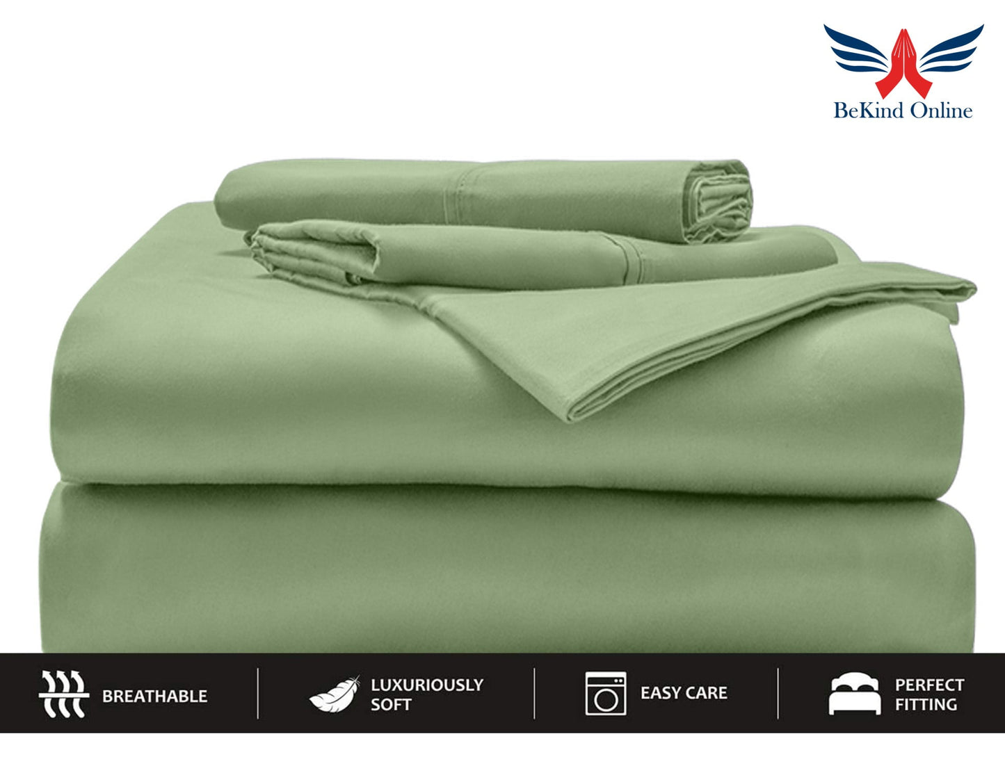 26-INCH EXTRA DEEP POCKETS Split Head King Sheets Sets for Adjustable Bed - 800-Thread Count 100% Egyptian Cotton - 4-PC Set - FlexTop King 36in Split, Sage Solid