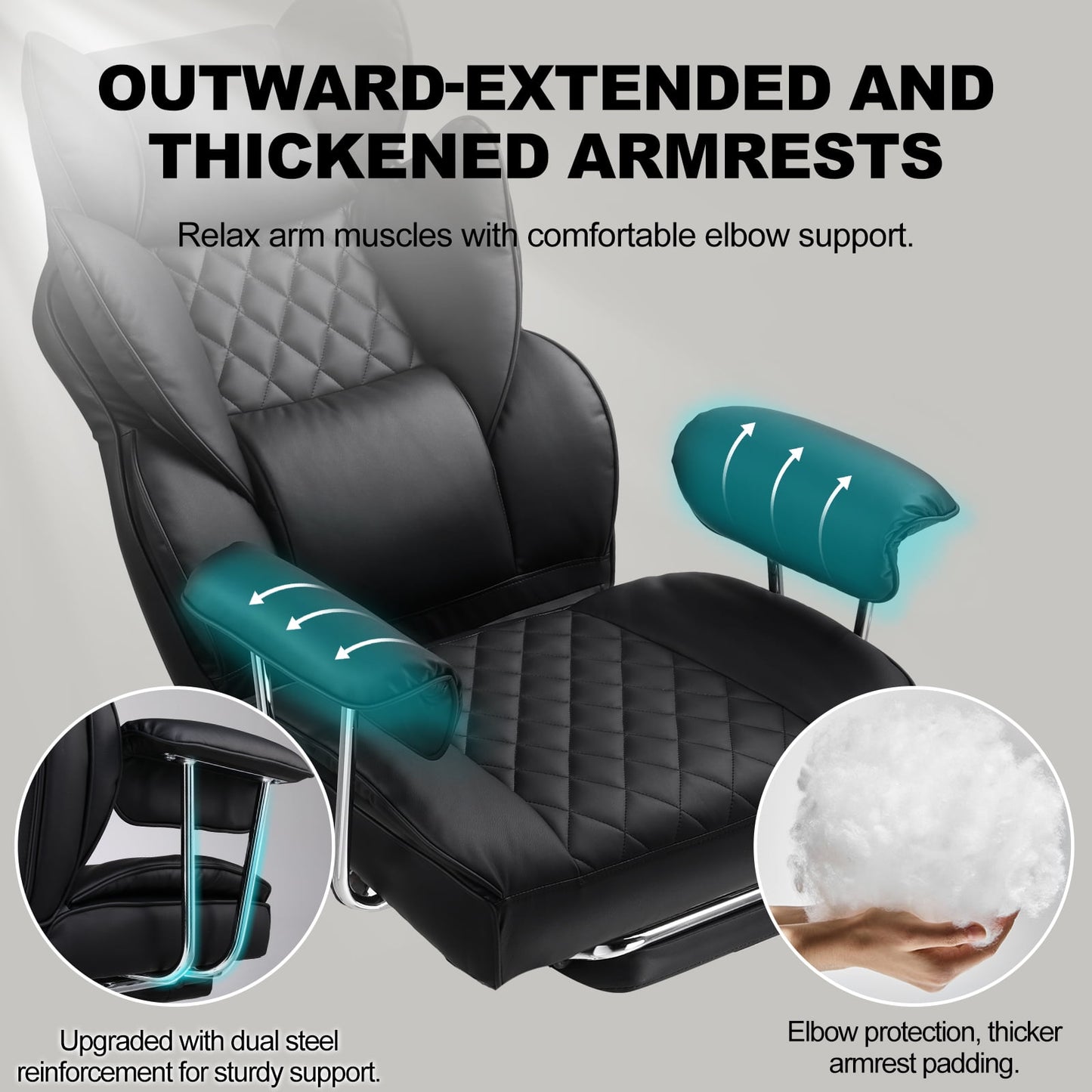 GTRACING Gaming Chair Ergonomic Executive Cozy PU Leather Office Chair with Footrest, Black