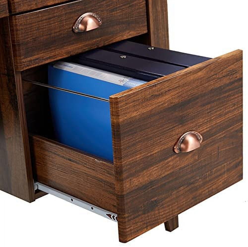 Homfa 47 in Computer Desk, Home Office Writing Table with 4 Drawers and Hutch Shelf, Sturdy Desk with Spacious Desktop, Rustic Brown