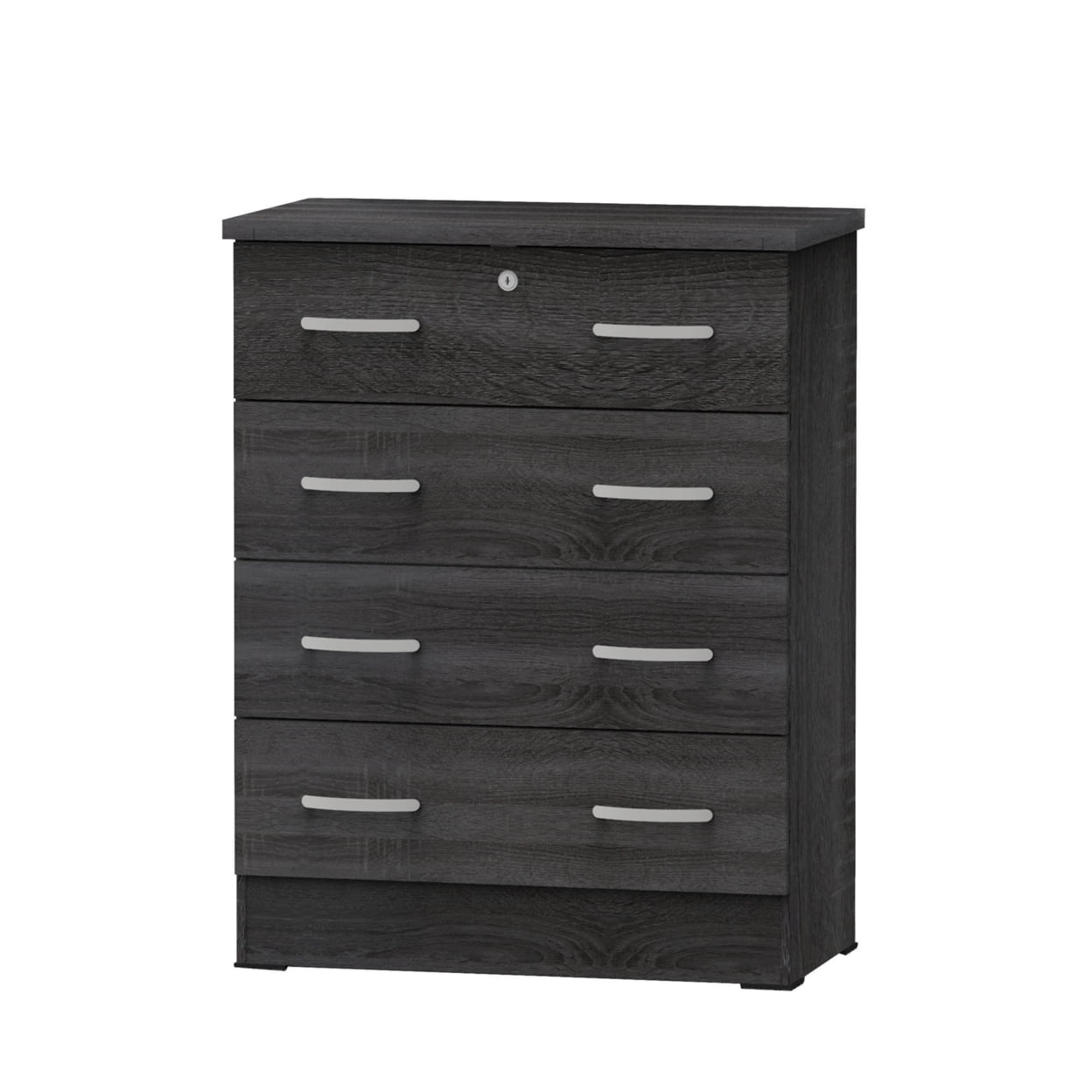 Home Furniture Cindy 4 Drawer Chest Wooden Dresser with Lock - Gray Oak