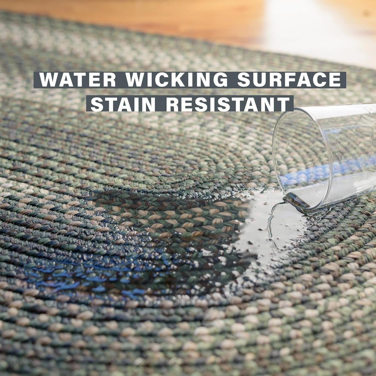 Homespice Cedar Ridge Braided Area Rug Green and Brown, Ideal as Large Rugs for Living Room and Dining Table Rug - UV Treated, Soft, and Flat - Stain Resistant and Waterproof Outdoor Rug, 6x9 Feet