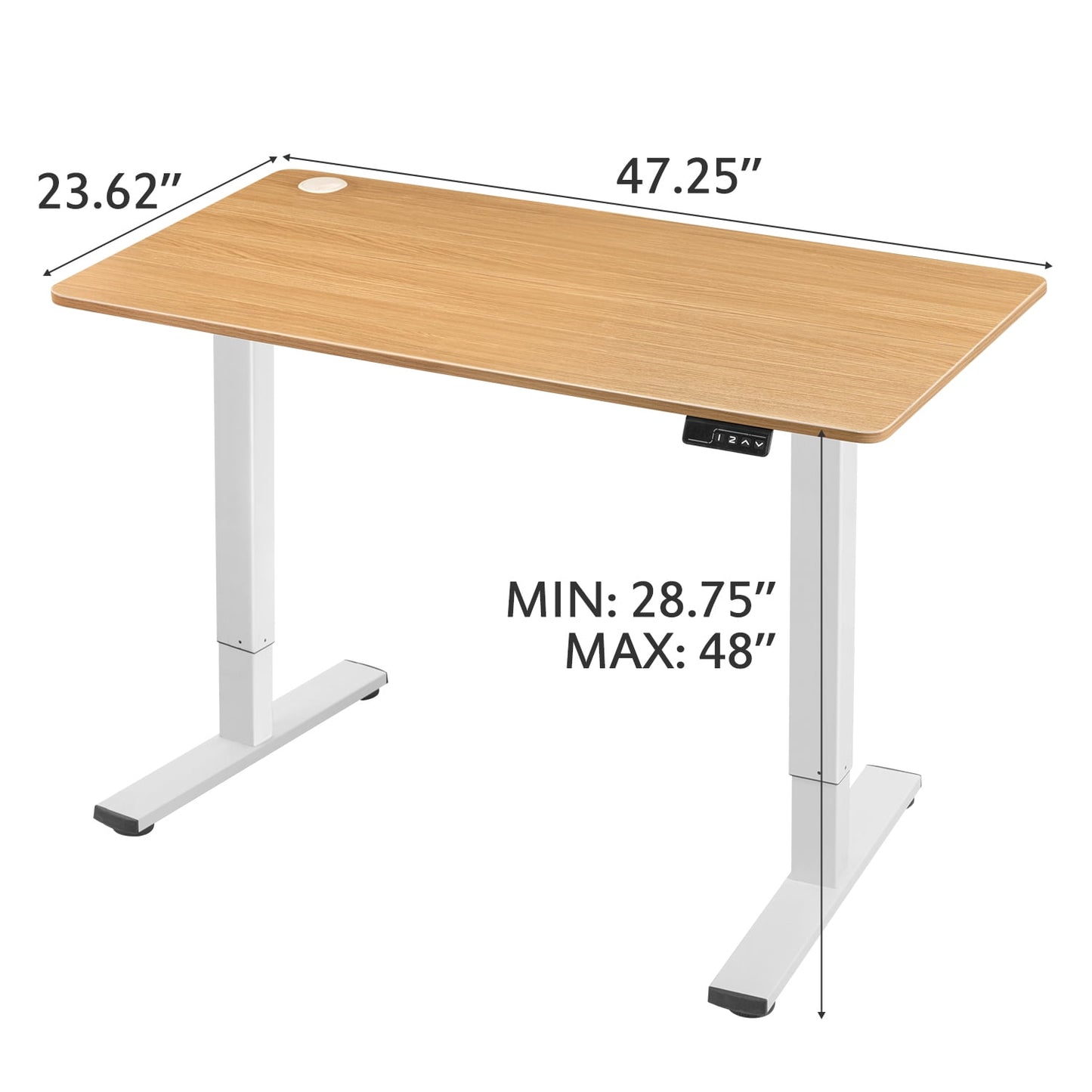 Homall 40in ¡Á 24in Electric Height Adjustable Standing Desk Home Office Computer Desk Memory Preset with T-Shaped Metal Bracket, White&Wood