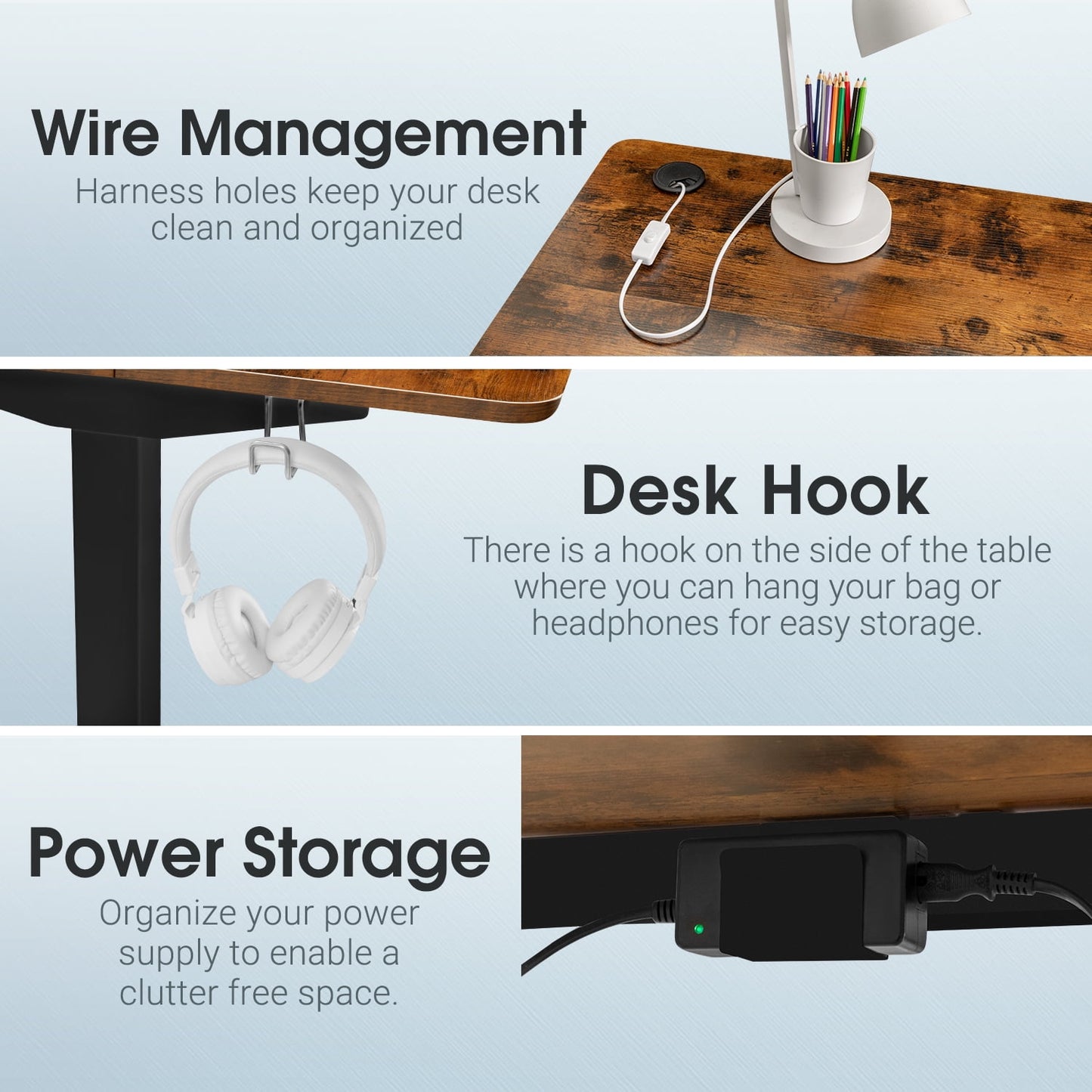 Homall 55in ¡Á 24in Electric Height Adjustable Standing Desk Home Office Computer Desk Memory Preset with T-Shaped Metal Bracket, Brown