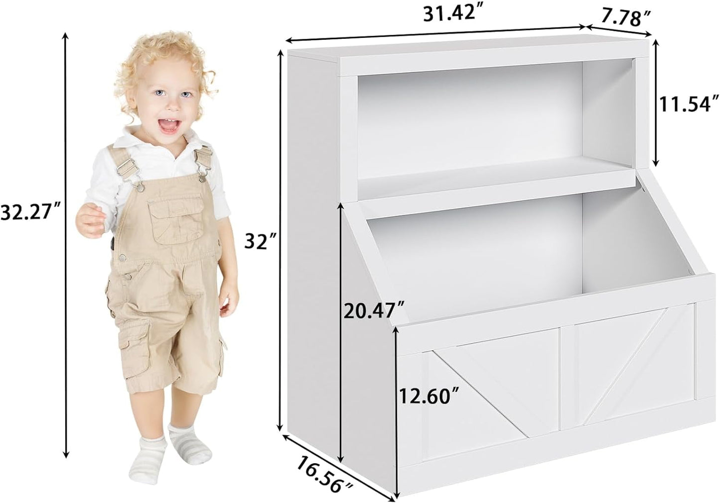 IDEALHOUSE Kids Bookshelf and Toy Storage, Wooden Toddler Bookcase Cabinet with Storage Organizer, Children's Large Cubbies for Playroom Bedroom Nursery Classroom School Kindergarten Daycare