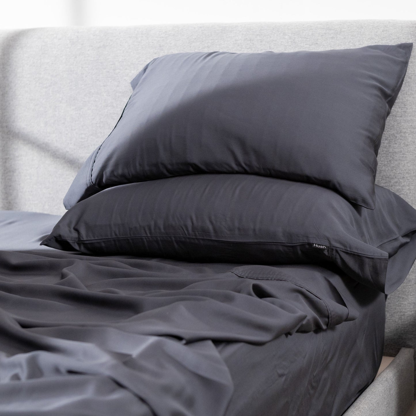 Hush Iced Charcoal Sheet and Pillowcase Set Twin