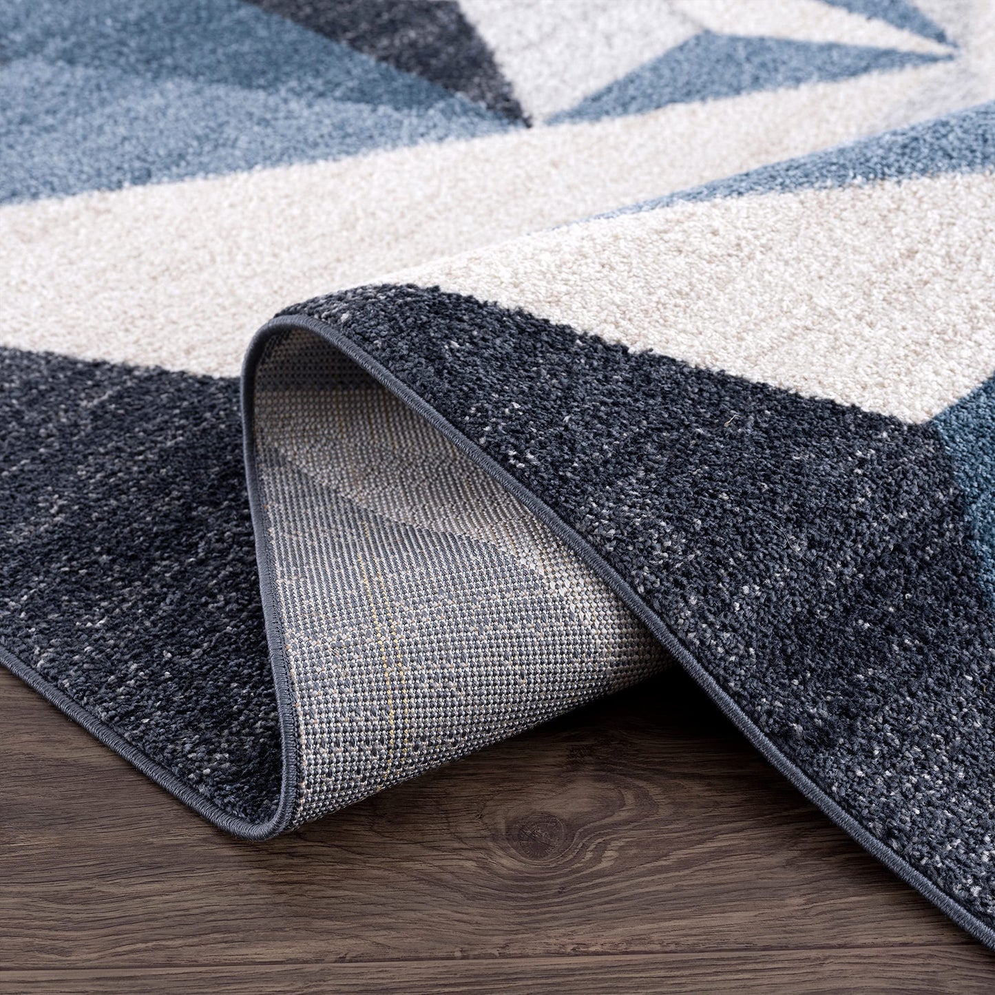 Abani Deco Collection Grey Blue 5' x 8' Geometric Triangles Modern Area Rug