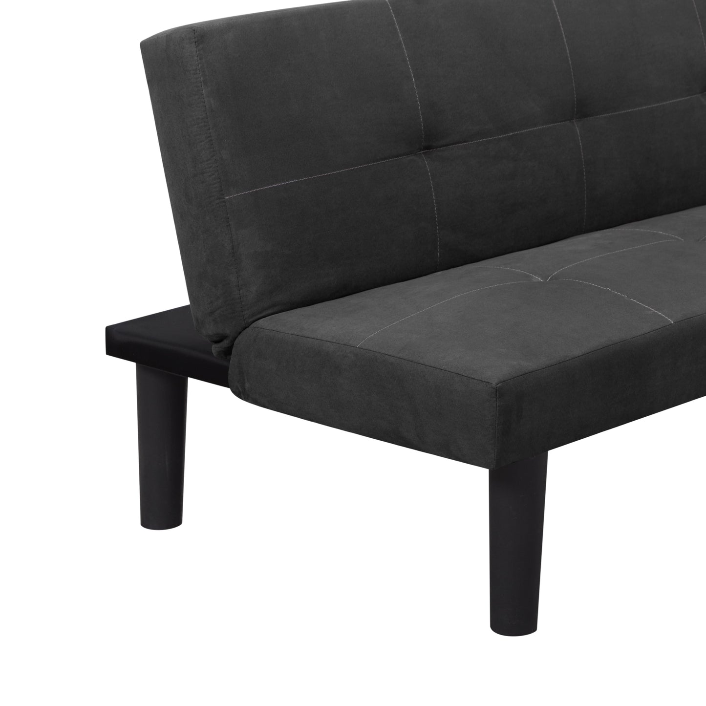 70in Futon Sofa Bed,Faux Suede Convertible Sleeper Sofa,Upholstered Folding Futon Couch with 3 Adjustable Backrest Angles,Twin Size Sofa for Small Space,Apartment,Living Room,Dark Gray