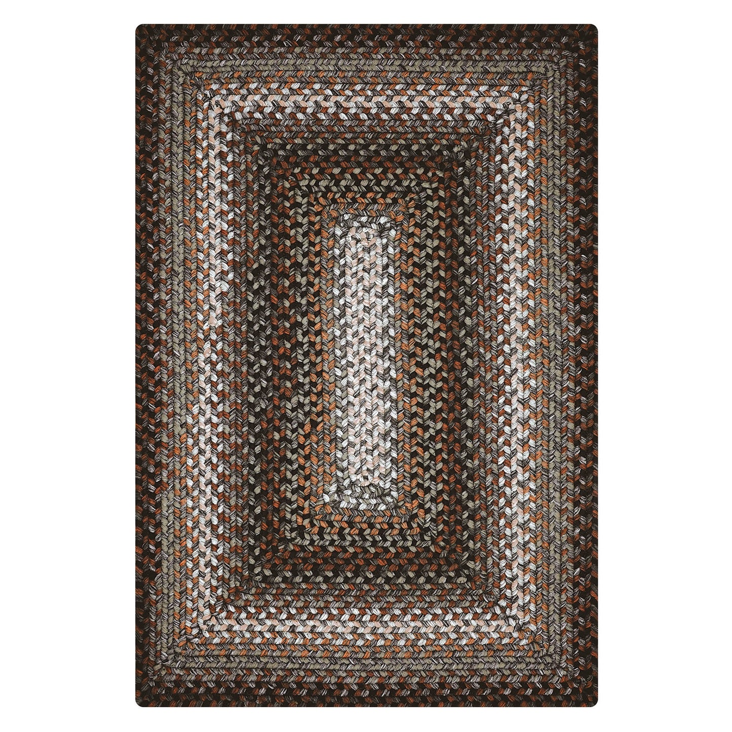 Homespice Midnight Moon Washable, Indoor-Outdoor, Pet Friendly Braided Area Rug, Reversible, Stain Resistant for Deck and Patio, Farmhouse, Rustic Modern Style, Grey - Black - Brown, 4' x 6'